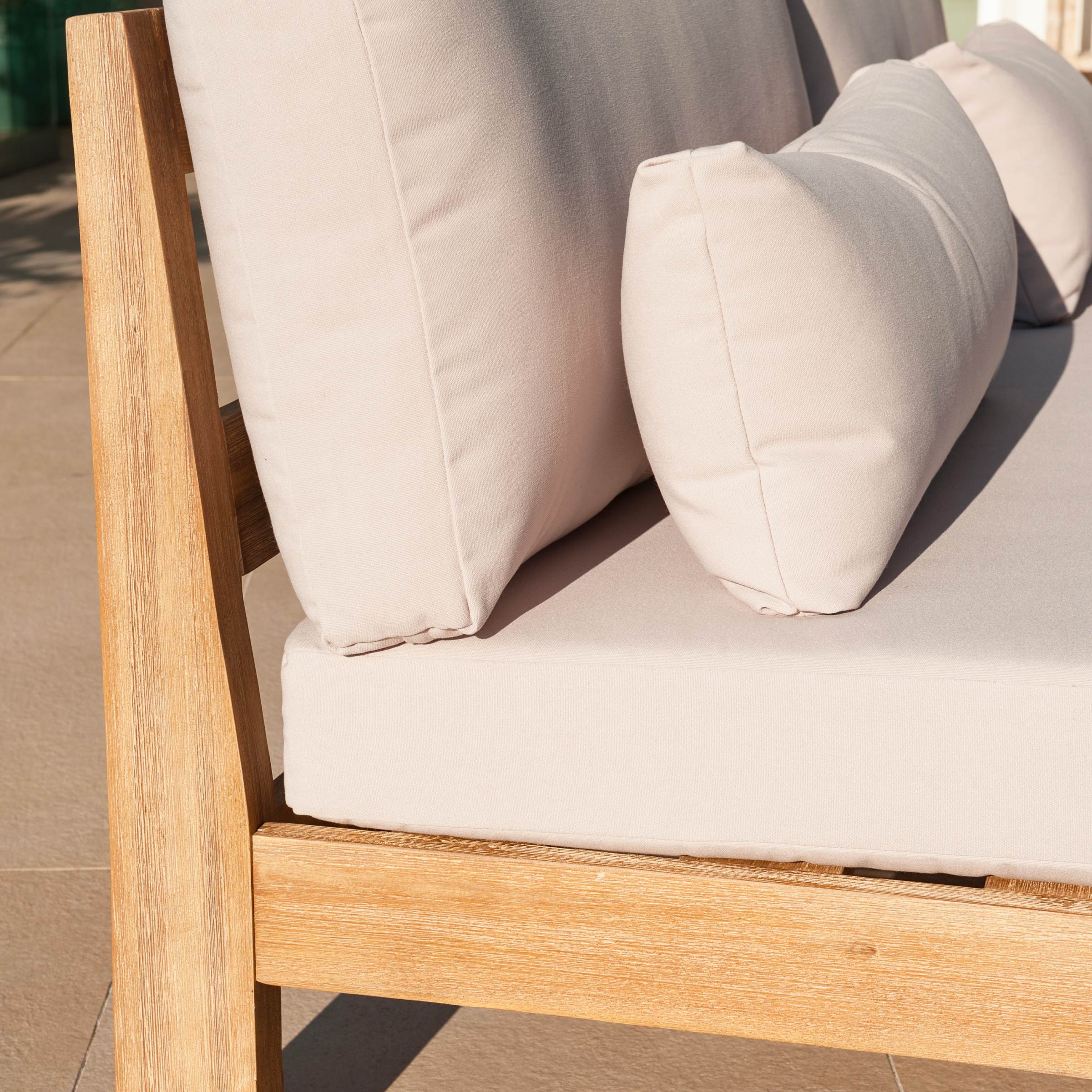 Salon de jardin en bois d'acacia 2 places 3 pcs Borneo Sable