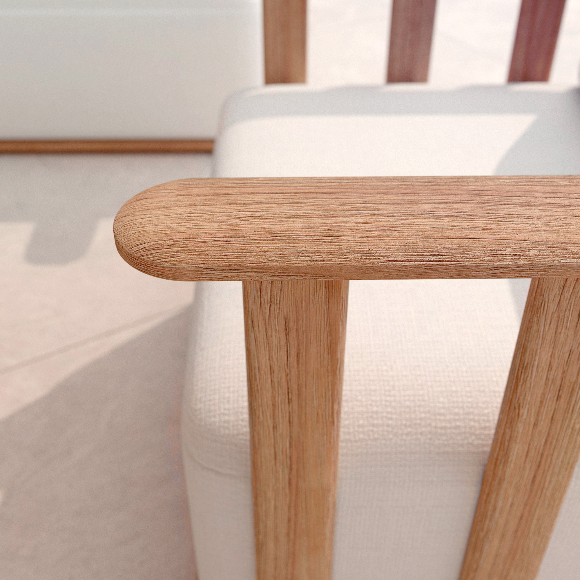 Salon de jardin d'angle en bois teck 6 places Java Ecru