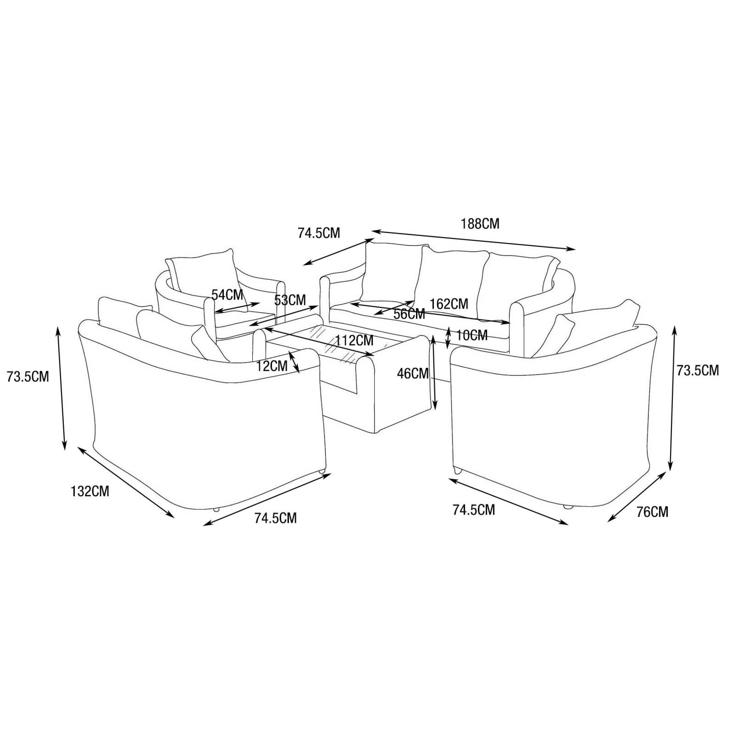 Salon de jardin en résine tressée 7 places 5 pcs Calvi Gris et taupe