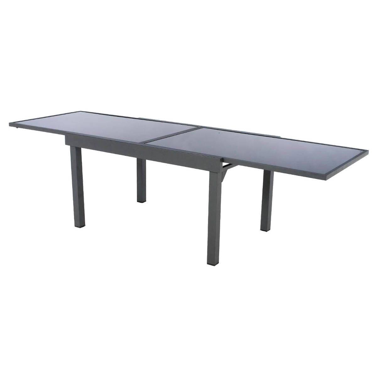 Table de jardin extensible en verre 12 places (200/320 x 100 cm) Murano Gris anthracite