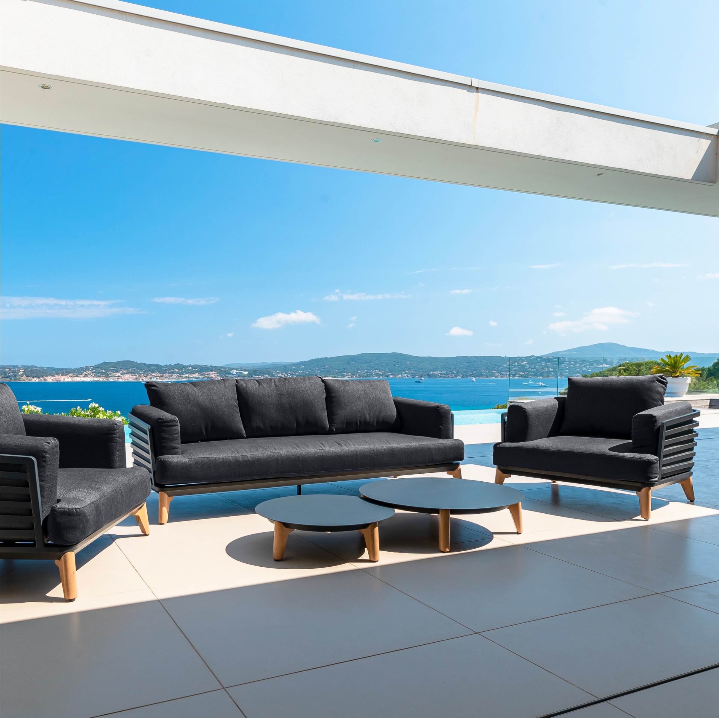 Salon de jardin aluminium 5 places 5 pcs Monte Carlo Gris anthracite