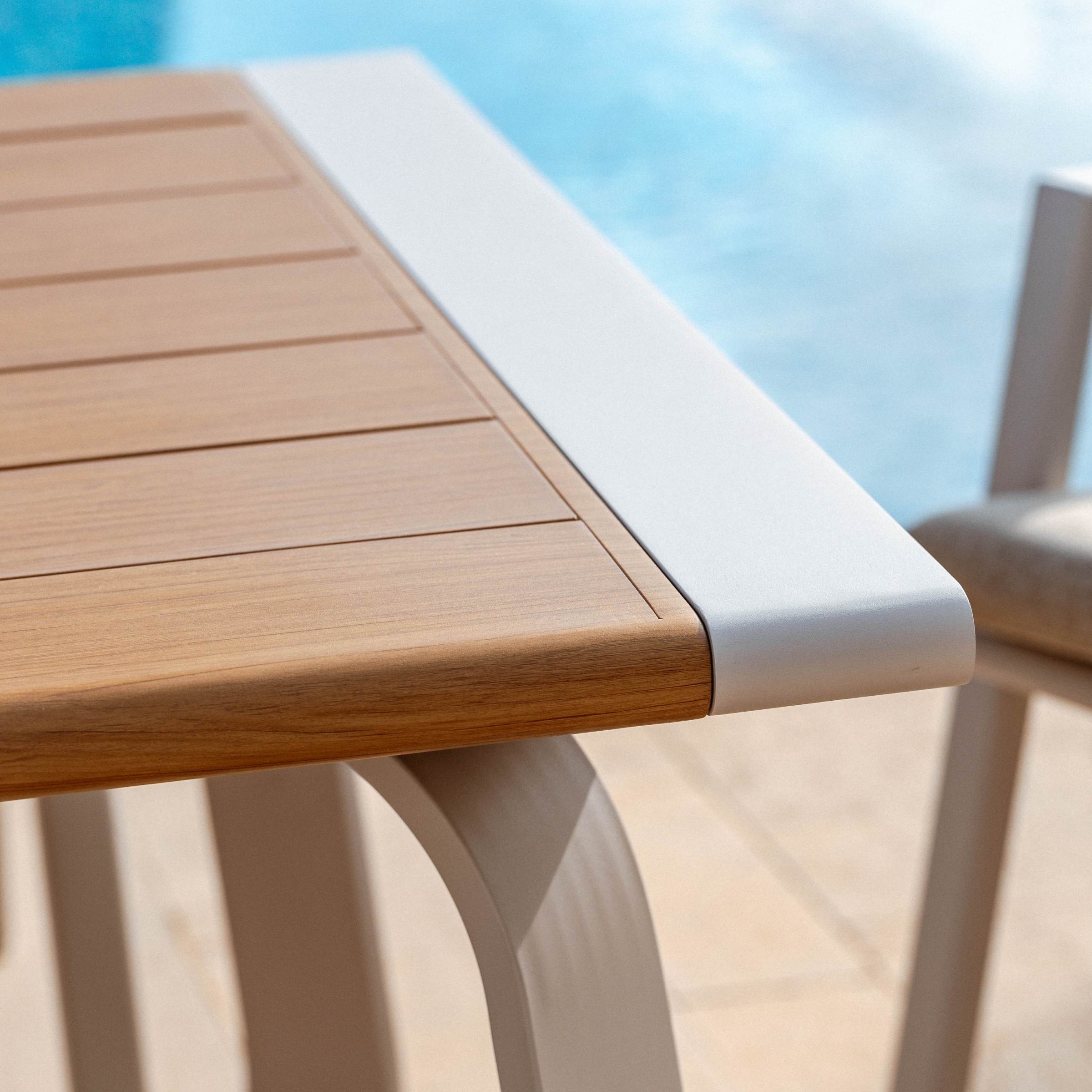 Table de jardin rectangulaire en aluminium 10 places (240 x 100 cm) Long Beach Blanc cendré