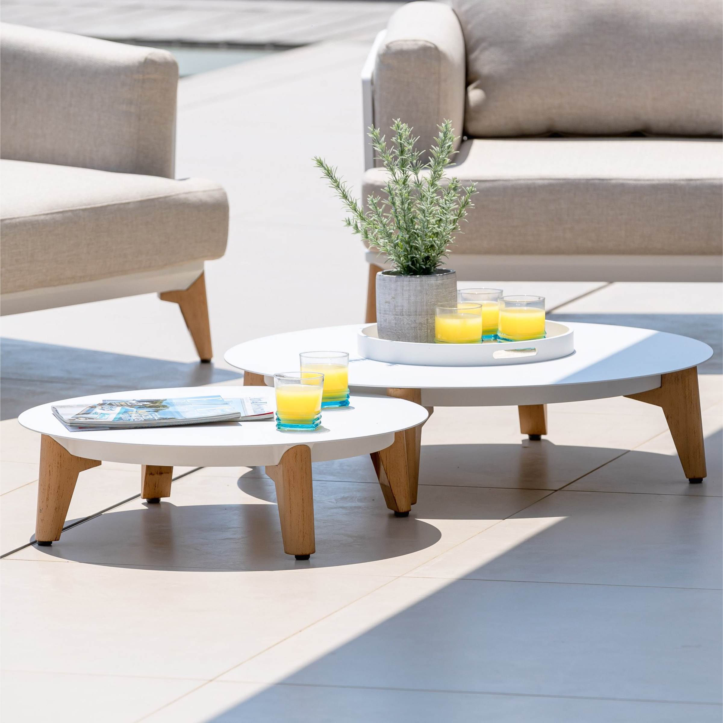 Salon de jardin aluminium 5 places 5 pcs Monte Carlo Blanc et taupe