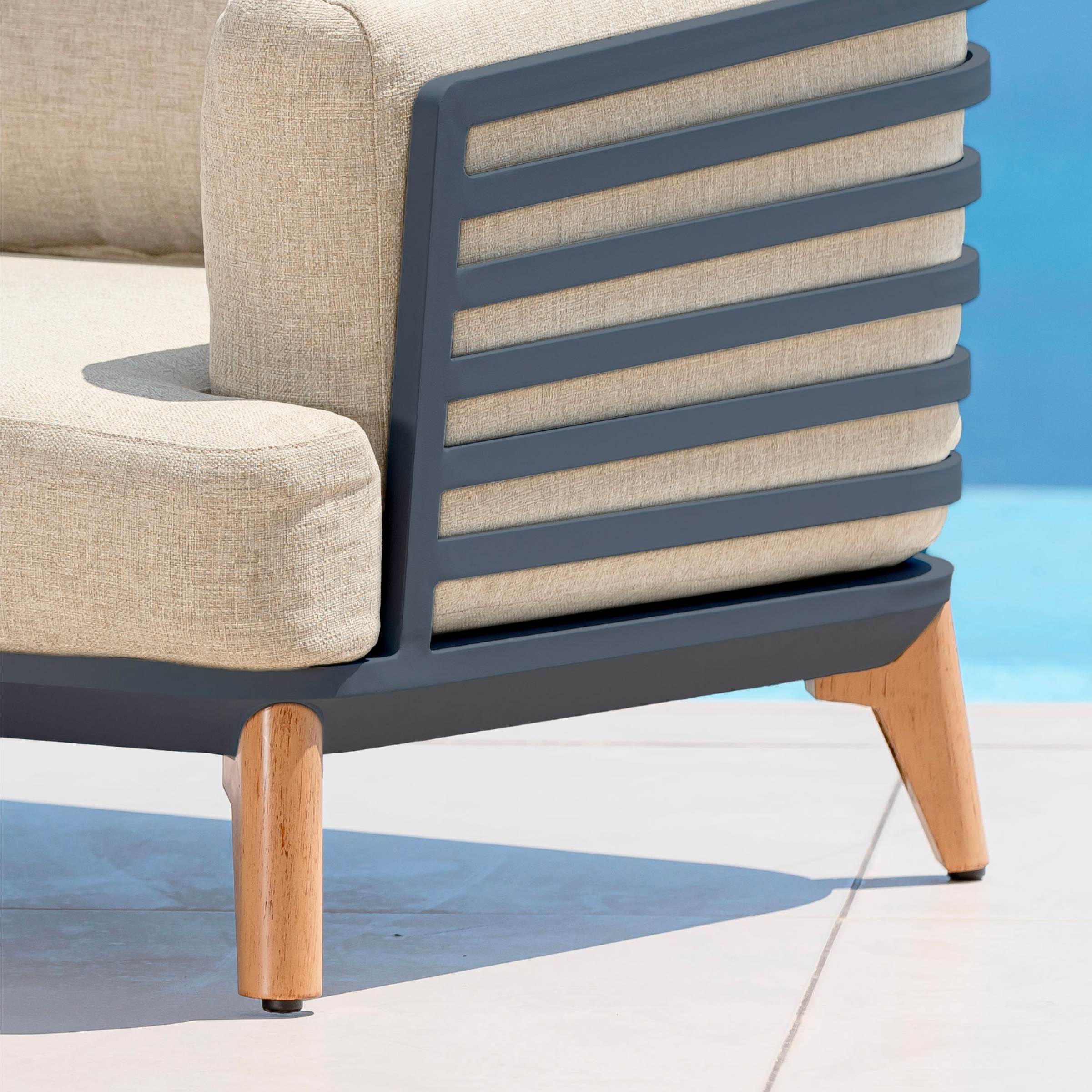 Salon de jardin aluminium 8 places 6 pcs Monte Carlo Gris anthracite et beige