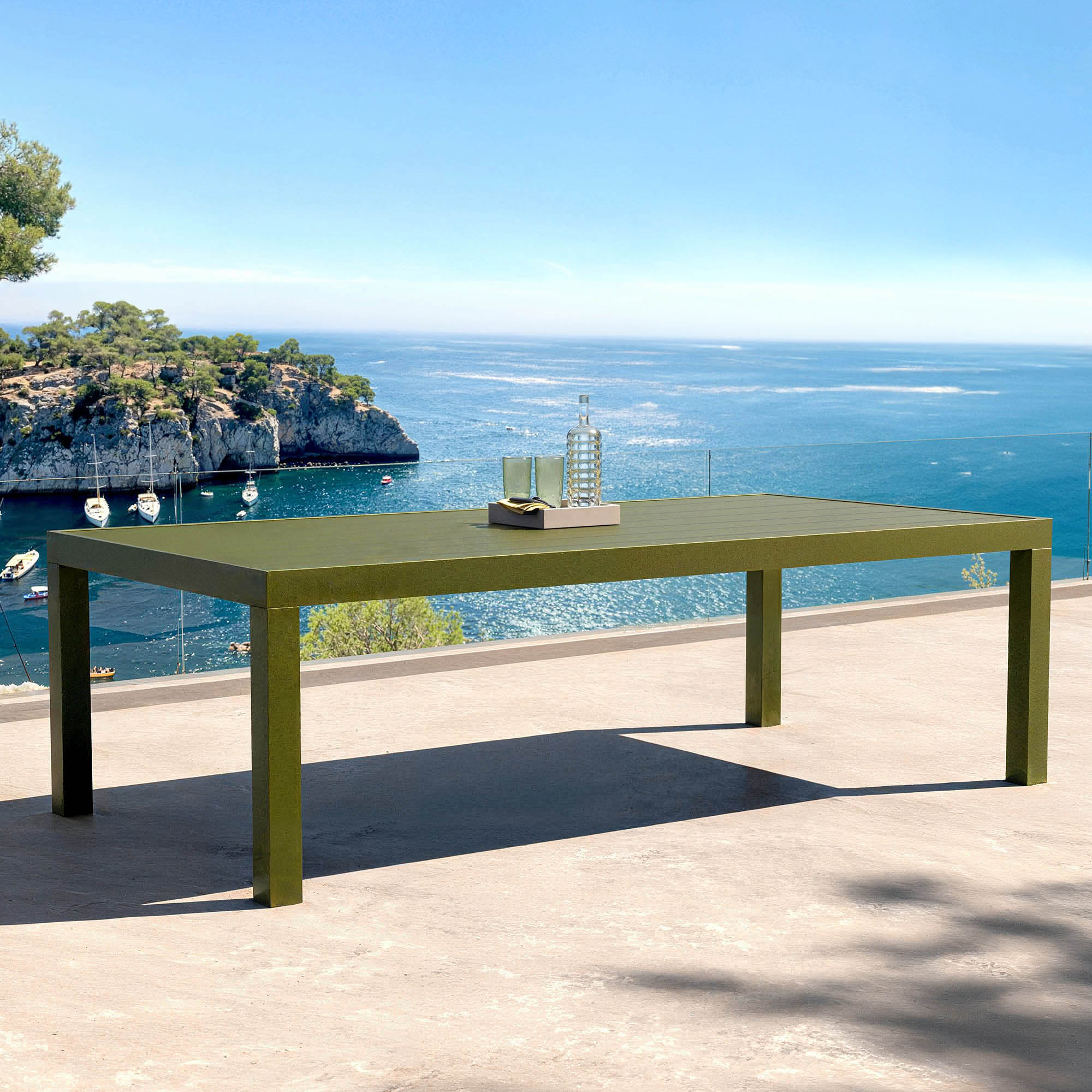 Table de jardin rectangulaire aluminium 10 places (240 x 120 cm) Murano Vert olive