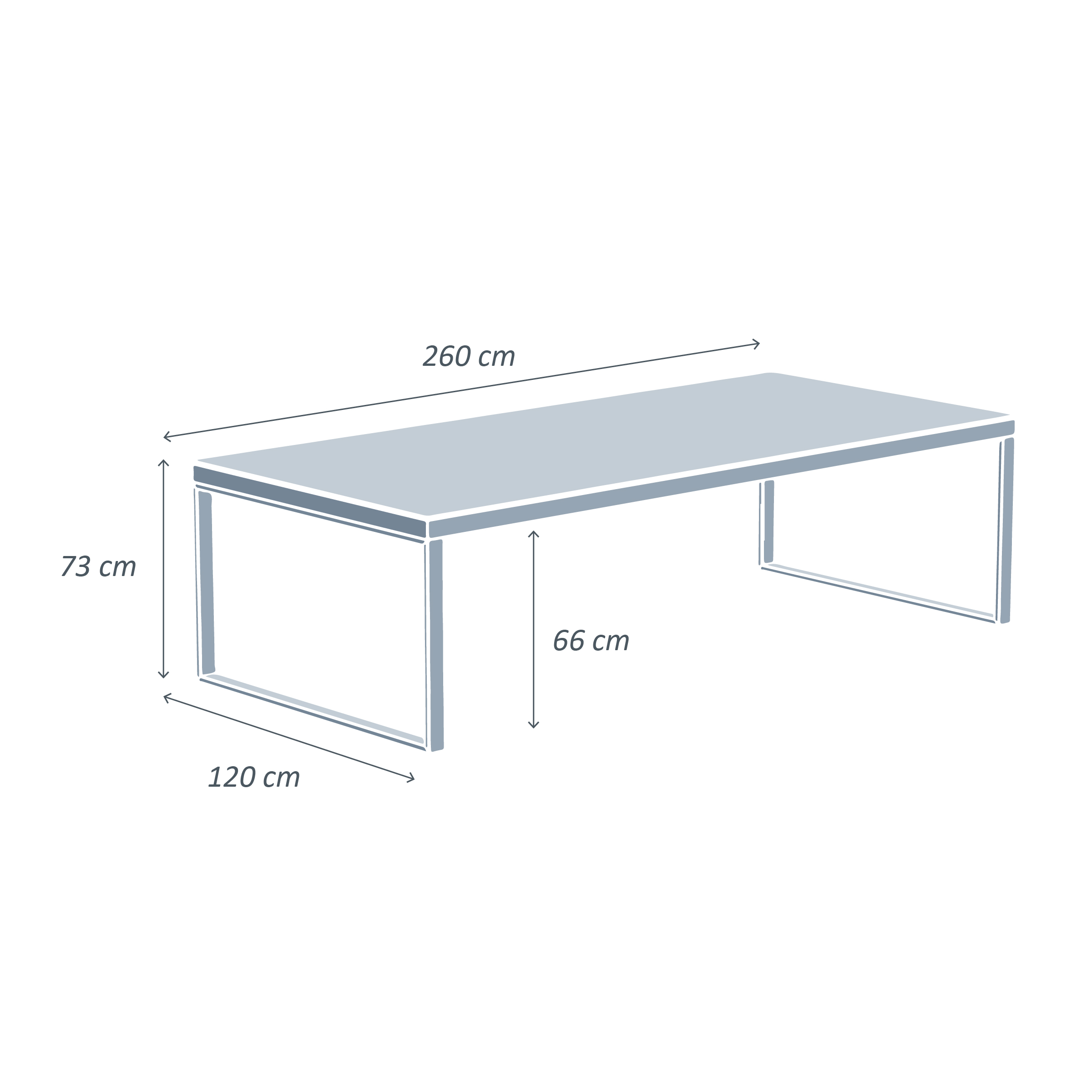 Table de jardin en aluminium et céramique 12 places (260 x 120 cm) Kore Blanc et gris clair