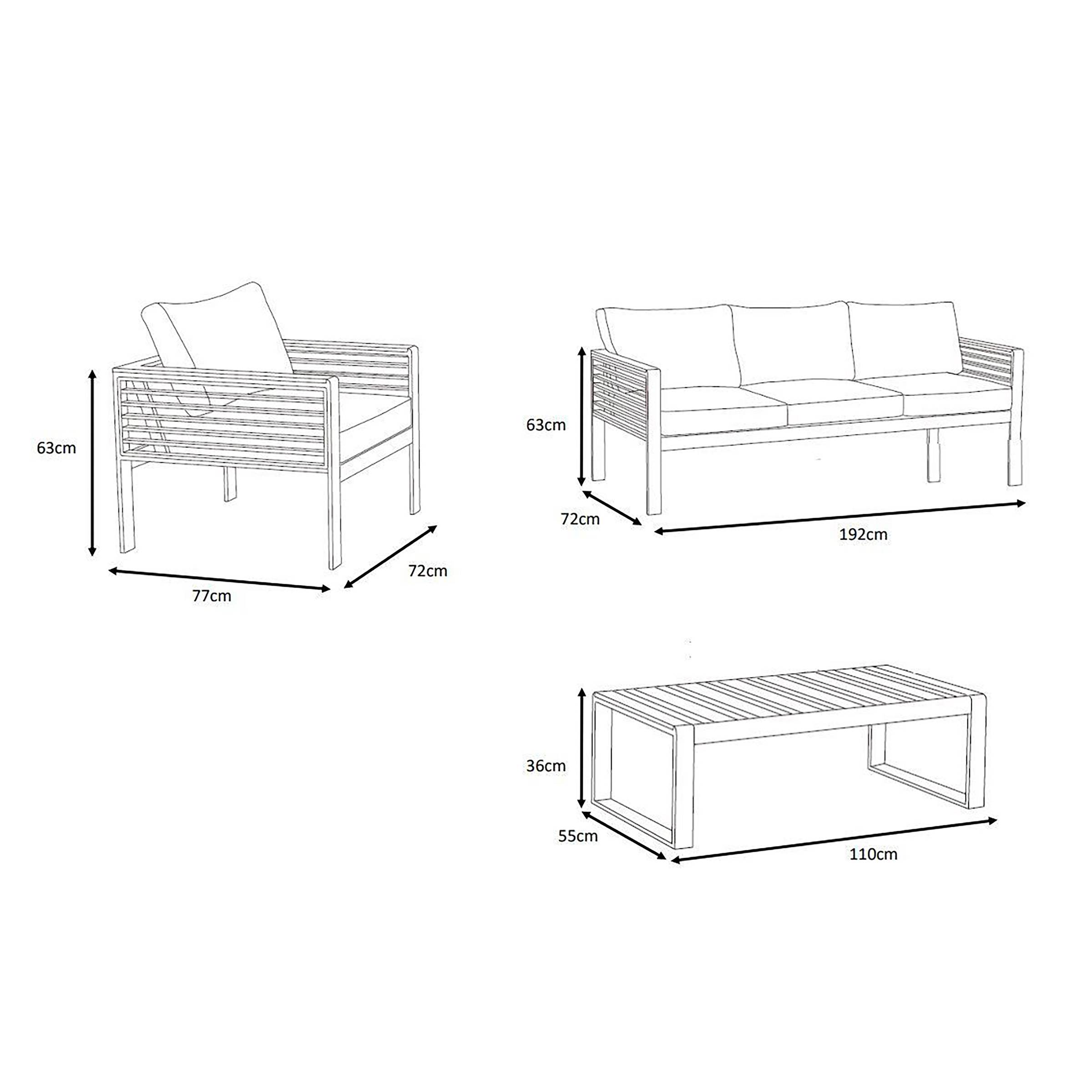 Salon de jardin aluminium et bois teck 5 places Bali Blanc et gris clair