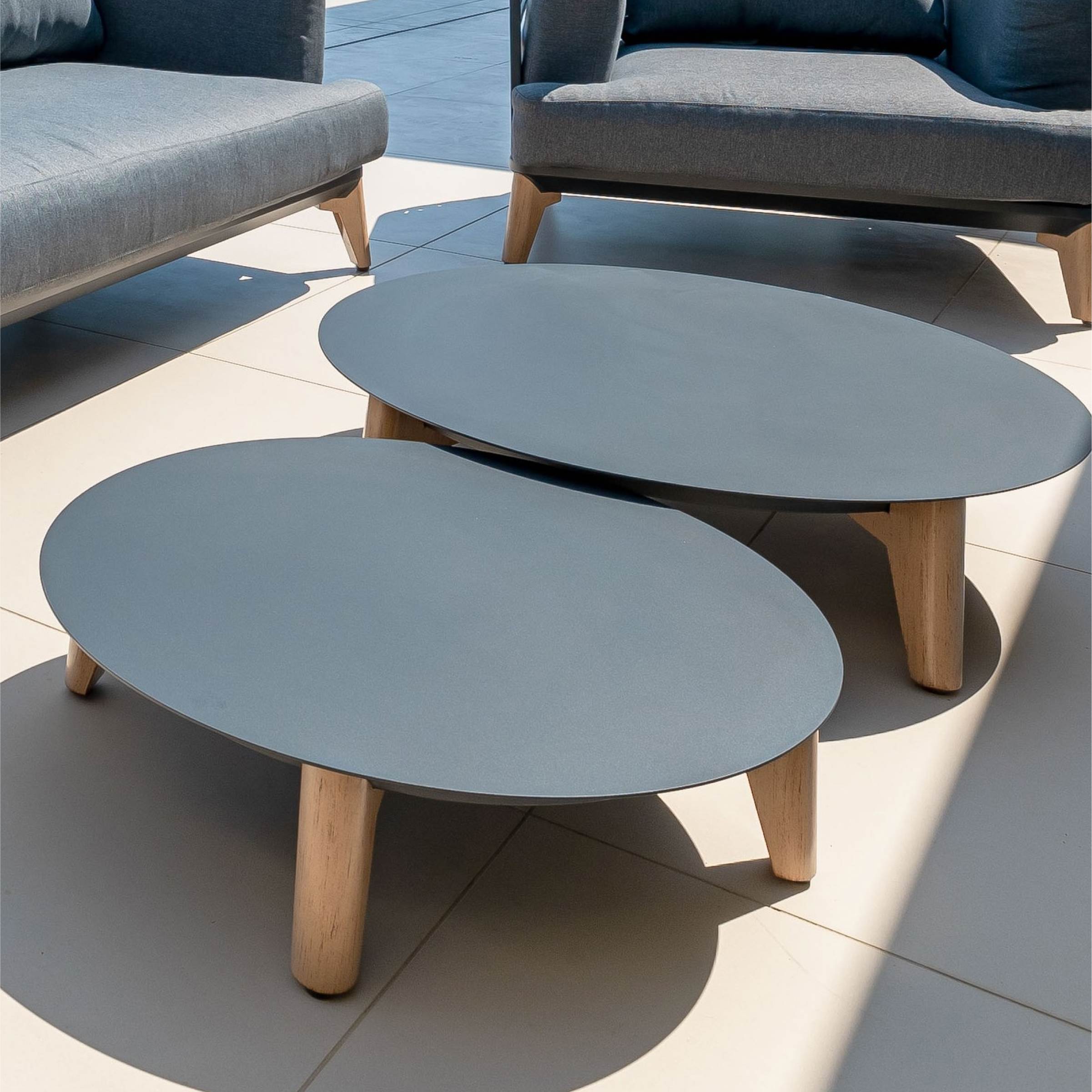 Salon de jardin aluminium 8 places 6 pcs Monte Carlo Gris anthracite et gris clair