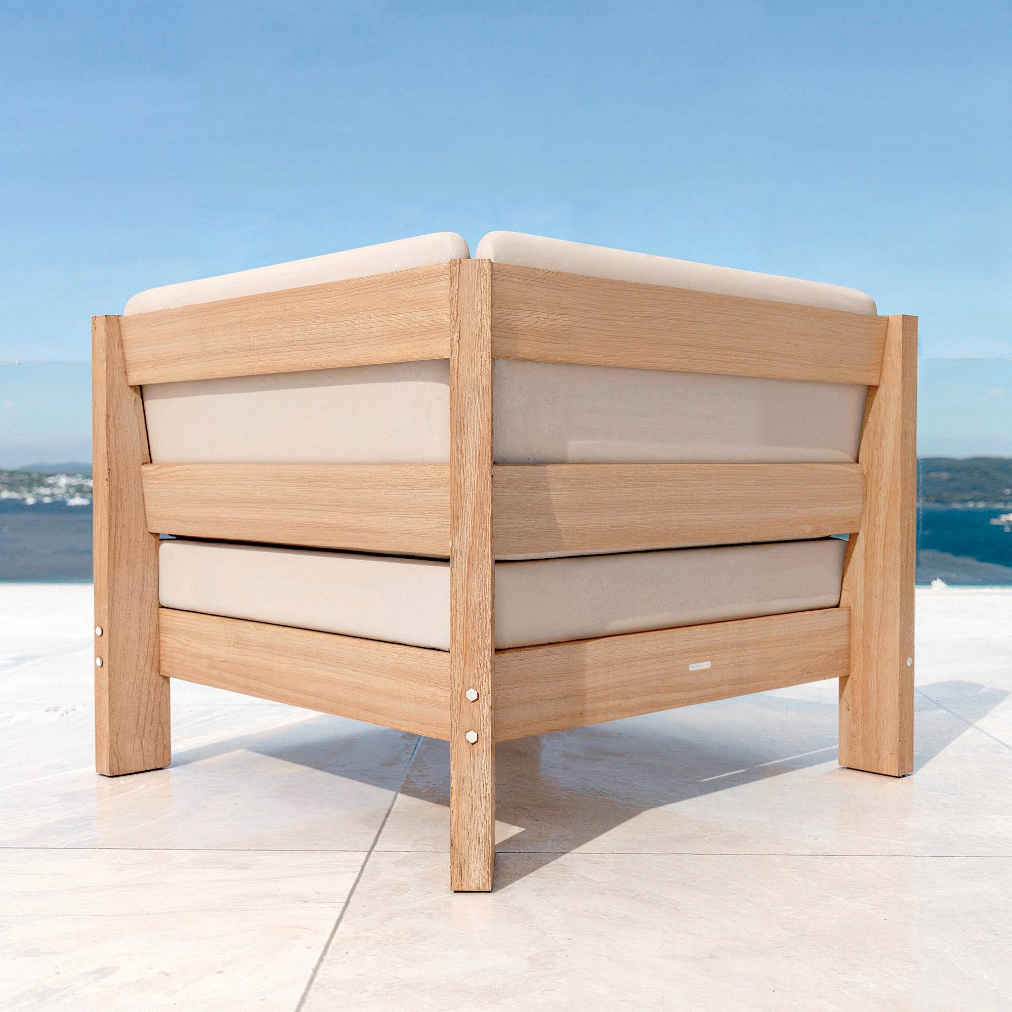 Salon de jardin d'angle en bois d'acacia 7 places 6 pcs Borneo Sable