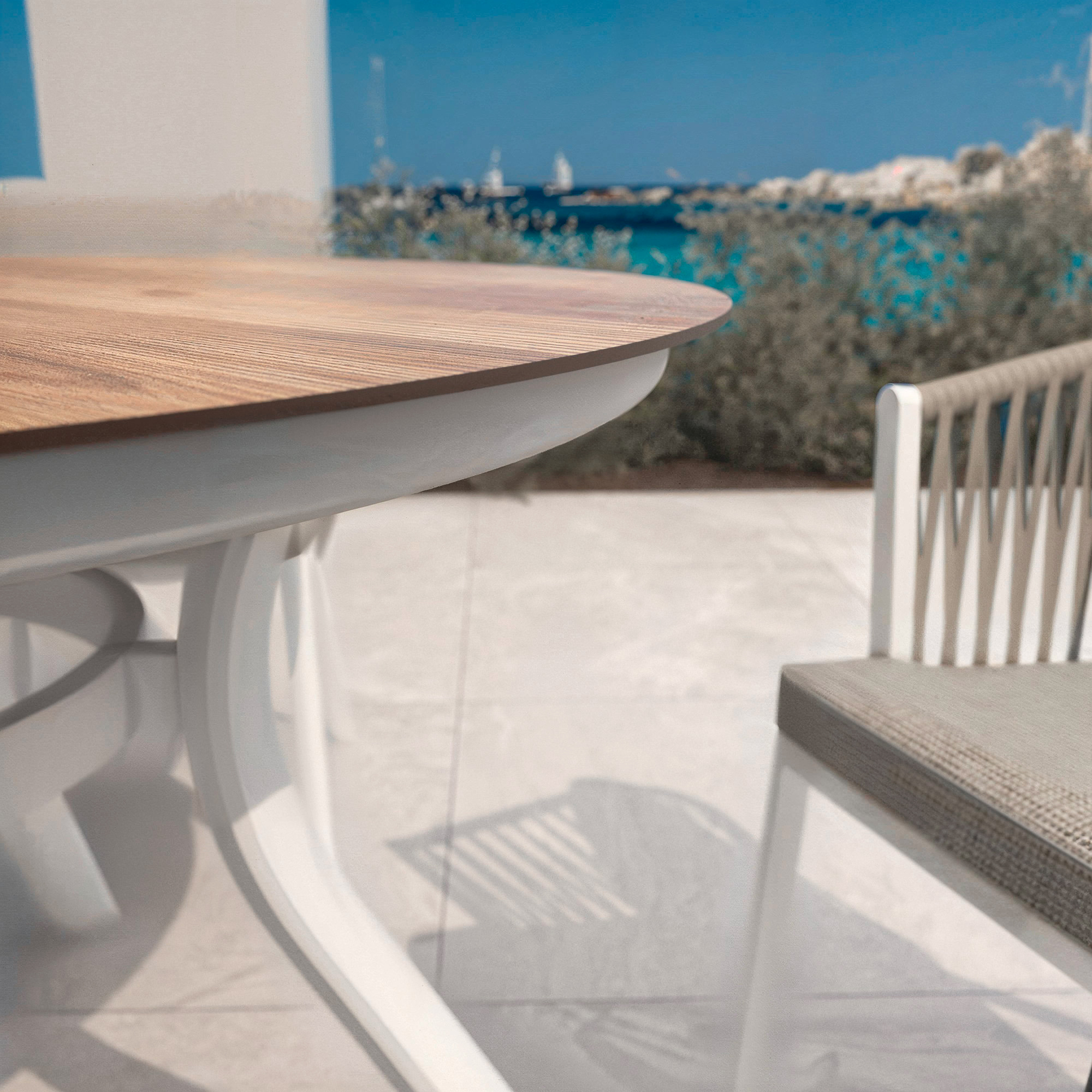 Table de jardin ronde en aluminium 6 places (D120 cm) Amalfi Blanc