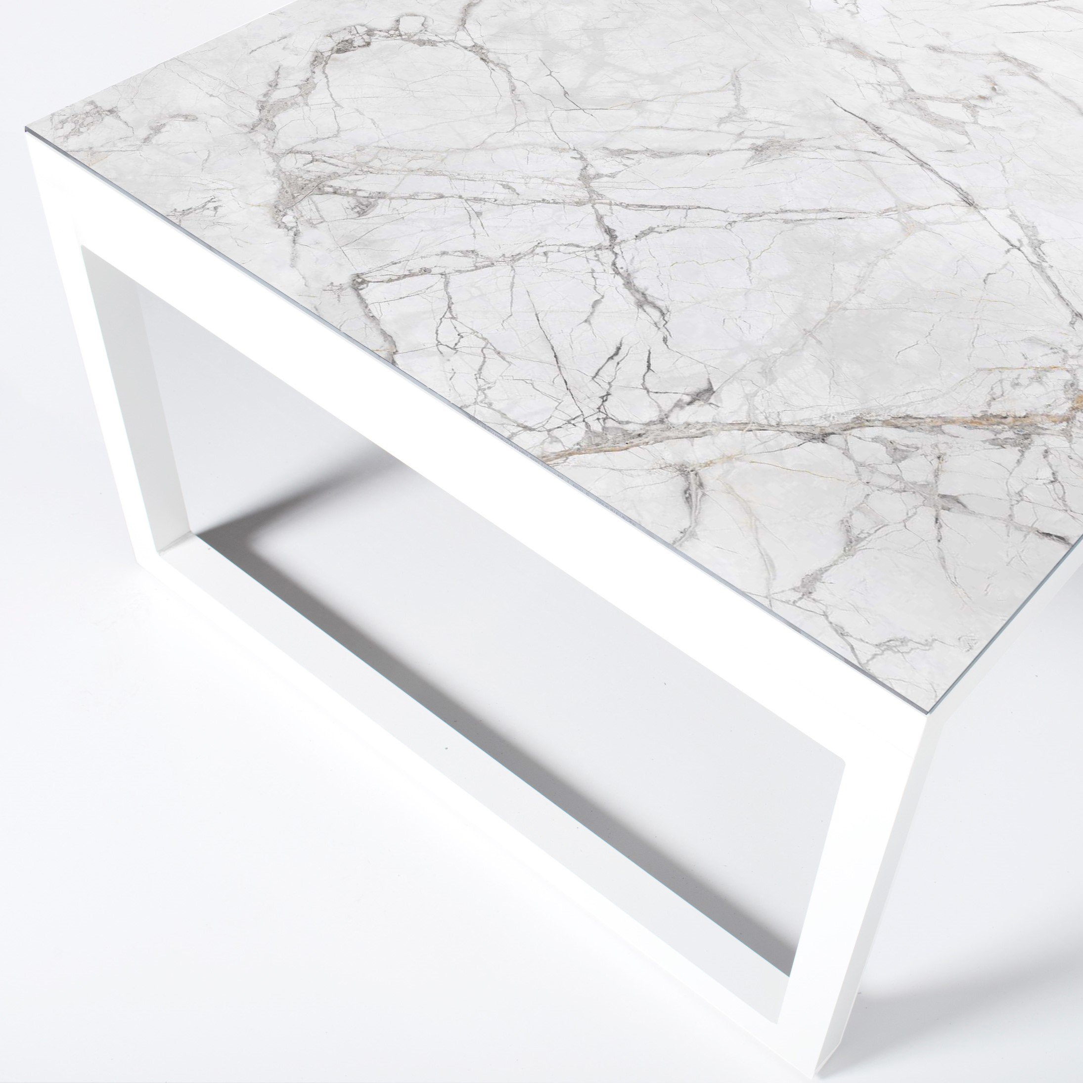 Table de jardin en aluminium et céramique 12 places (260 x 120 cm) Kore Blanc marbré