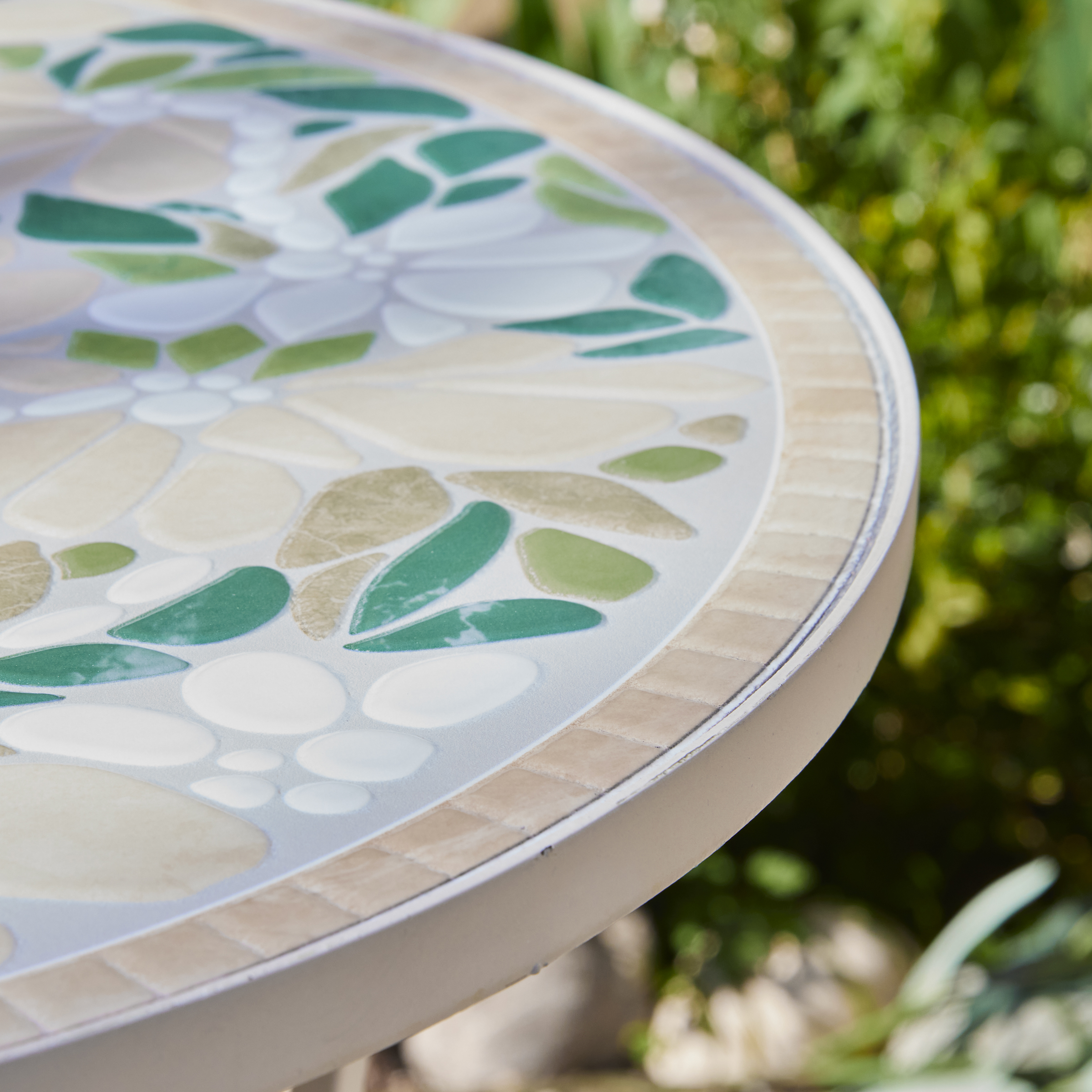 Table bistro ronde pliable en mosaïque Genève Crème