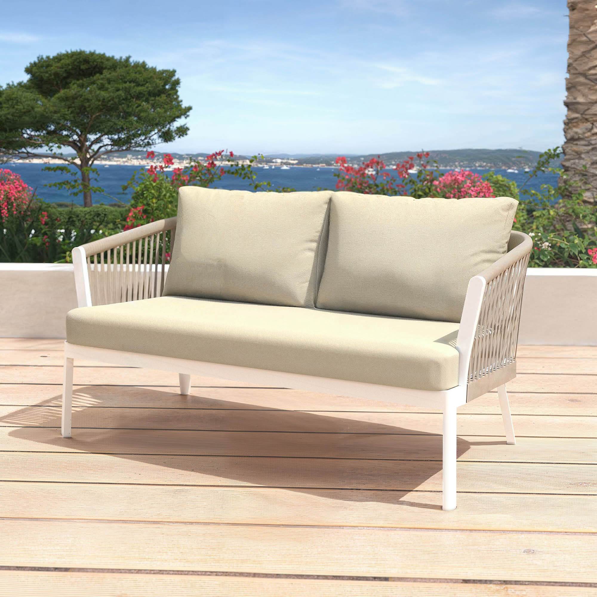 Salon de jardin en aluminium 4 places 4 pcs Amalfi Blanc et beige