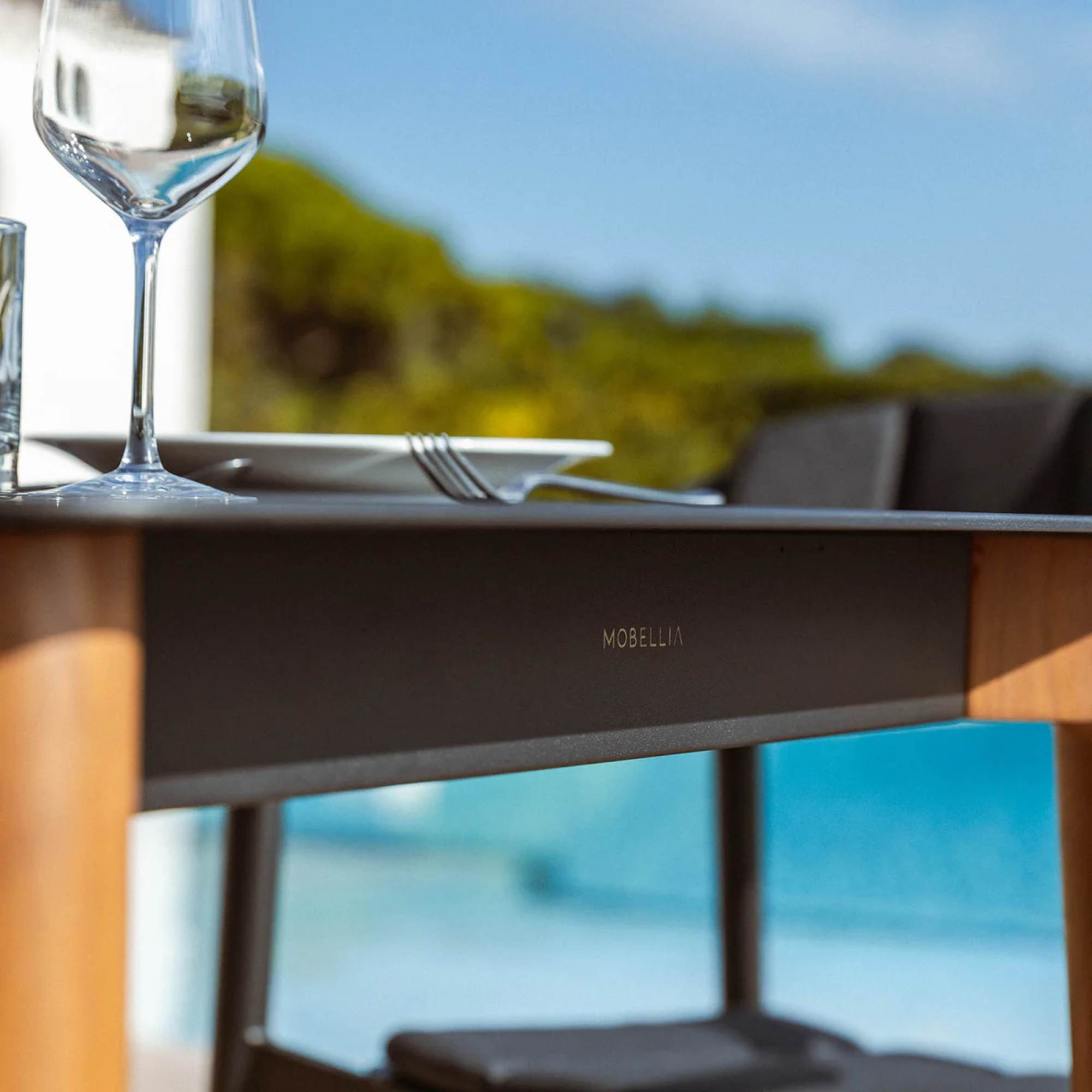 Table de jardin carrée en aluminium 2 places (76 x 76 cm) Monte Carlo Gris anthracite