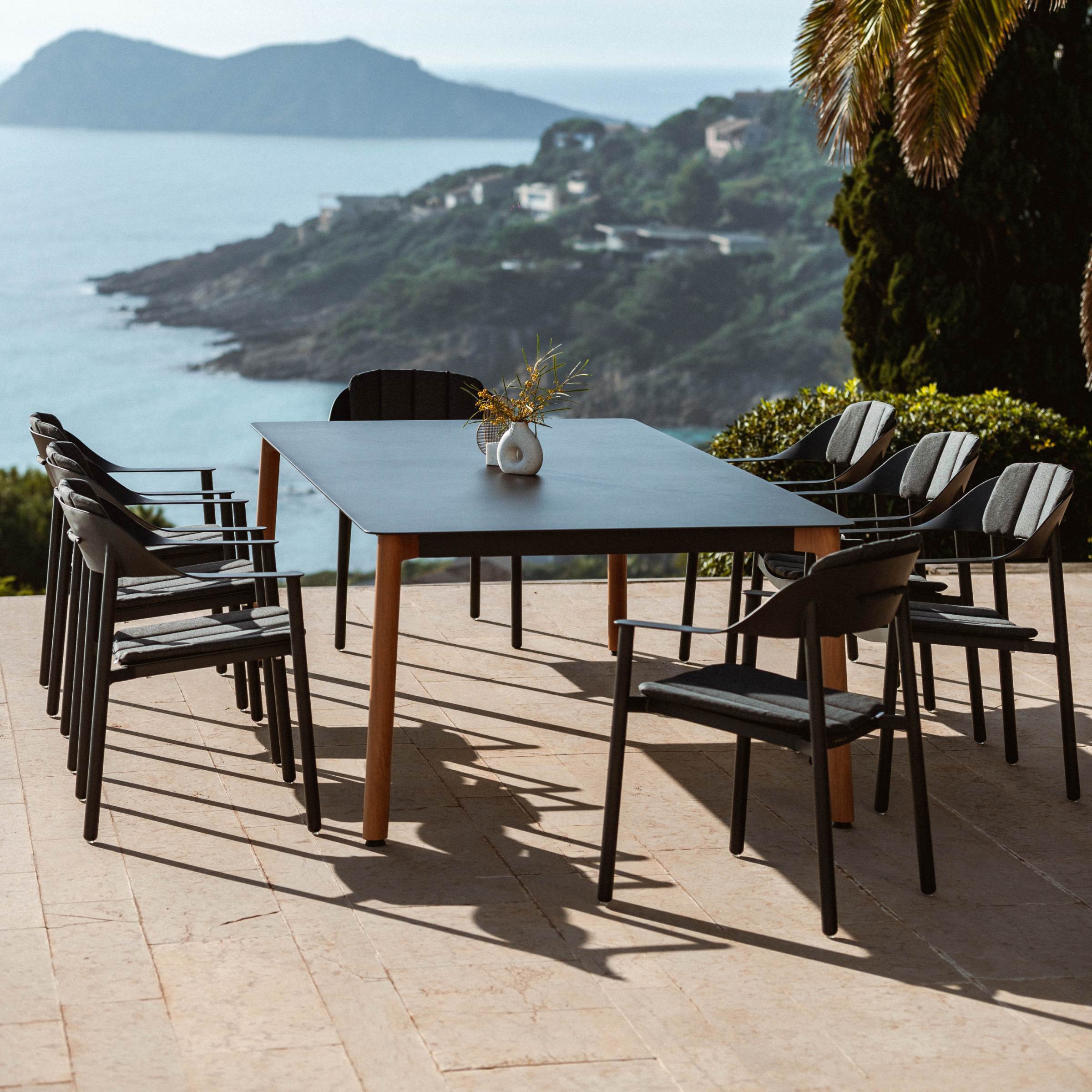 Table de jardin rectangulaire en aluminium 10 places (240 x 120 cm) Monte Carlo Gris anthracite