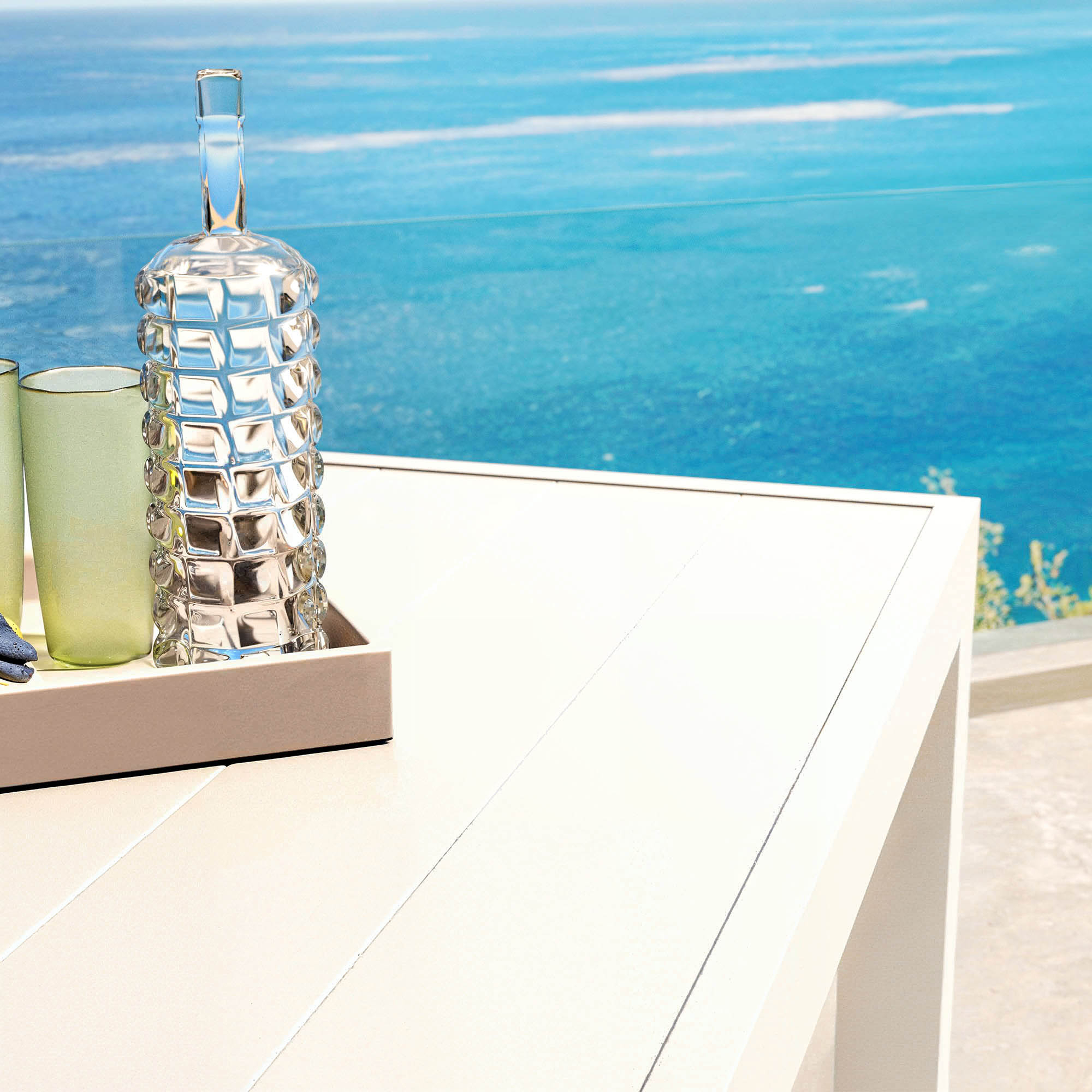 Table de jardin carrée aluminium 8 places (136 x 136 cm) Murano Blanc