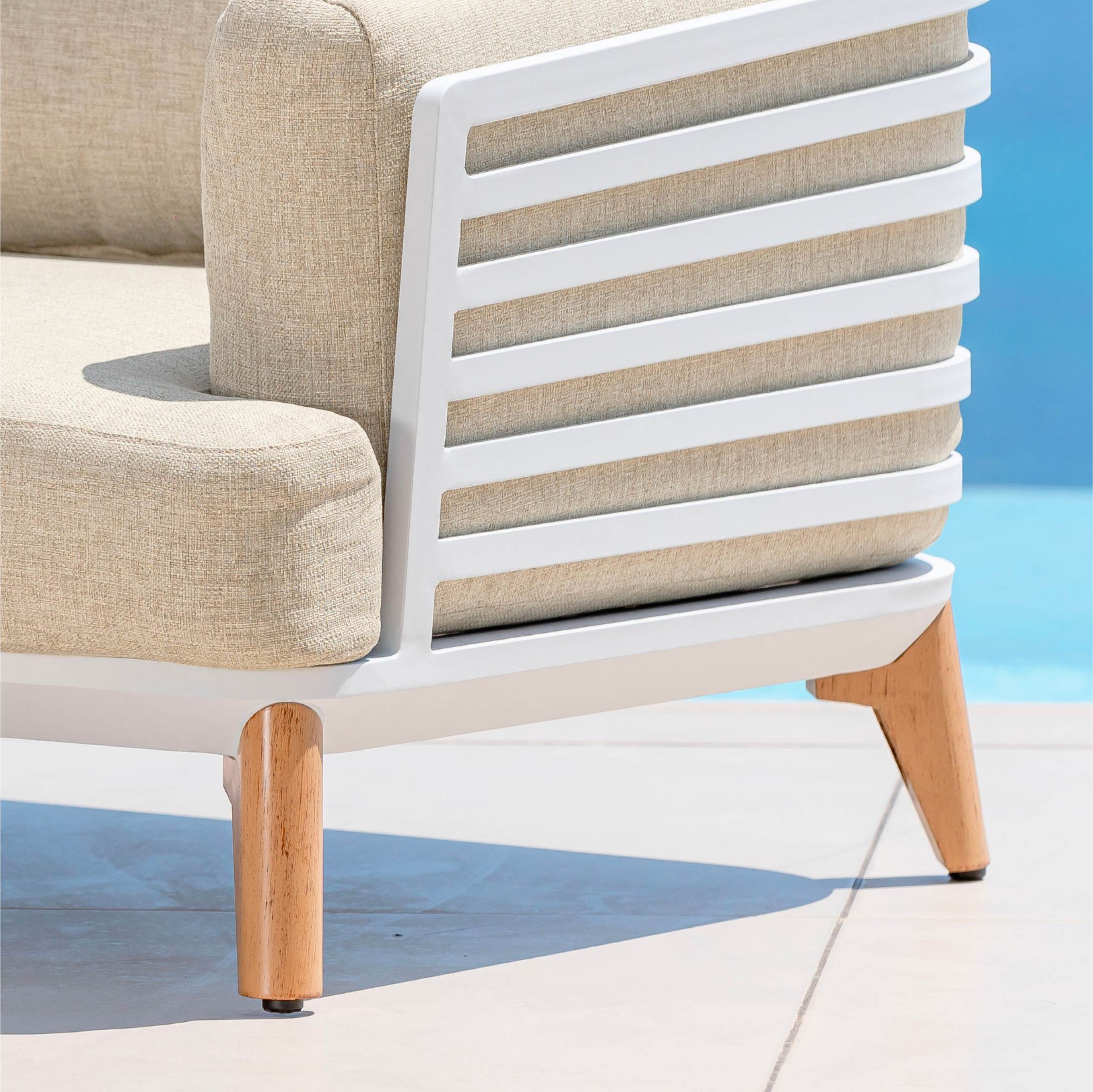Salon de jardin aluminium 5 places 5 pcs Monte Carlo Blanc et beige