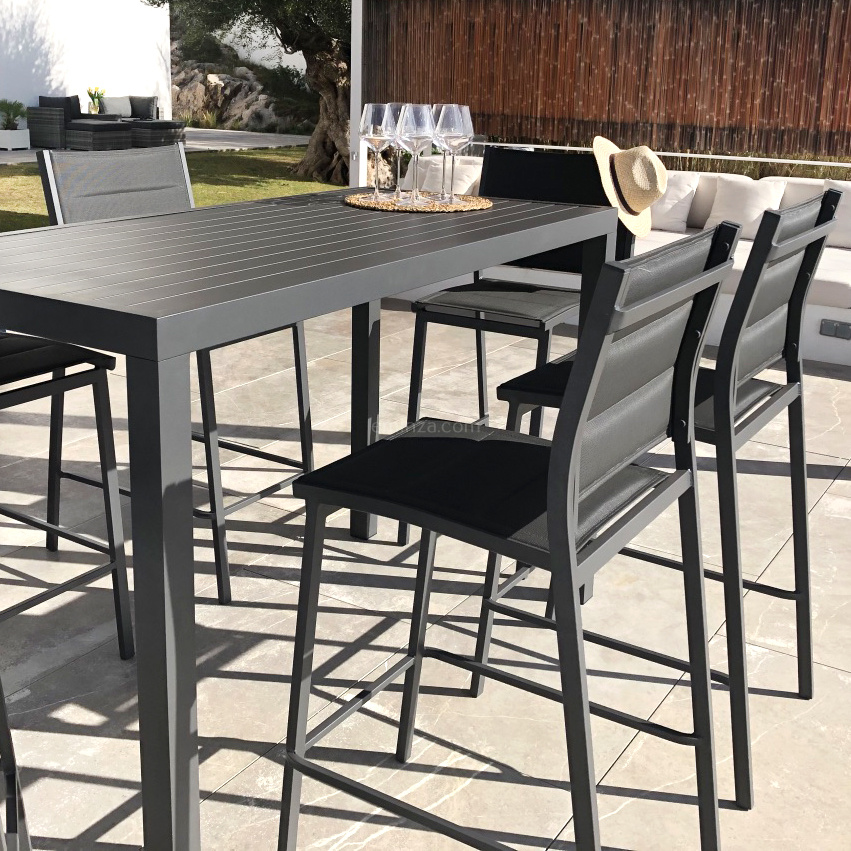 Table de jardin haute en aluminium 6 places (160 x H105 cm) Murano Gris anthracite
