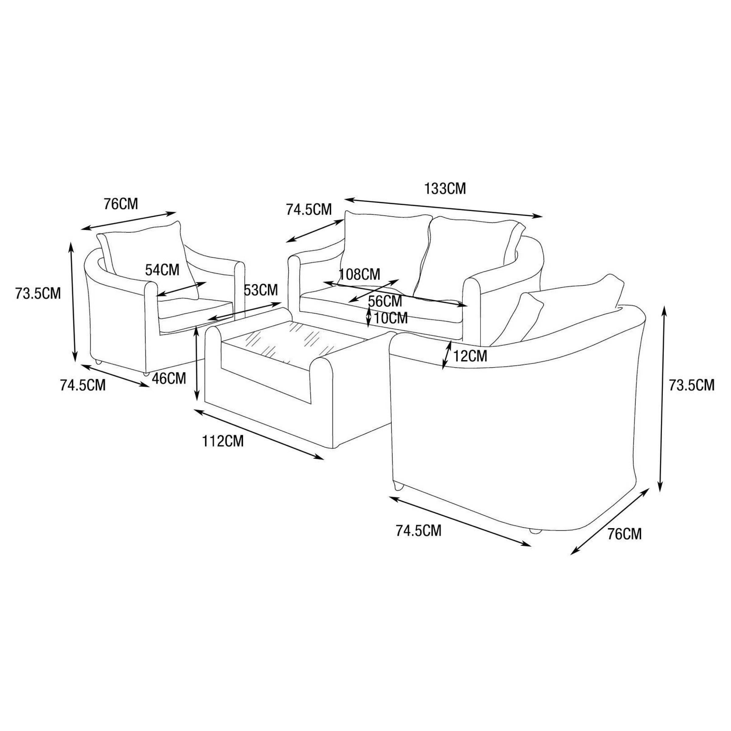 Salon de jardin en résine tressée 4 places 4 pcs Calvi Sepia et taupe