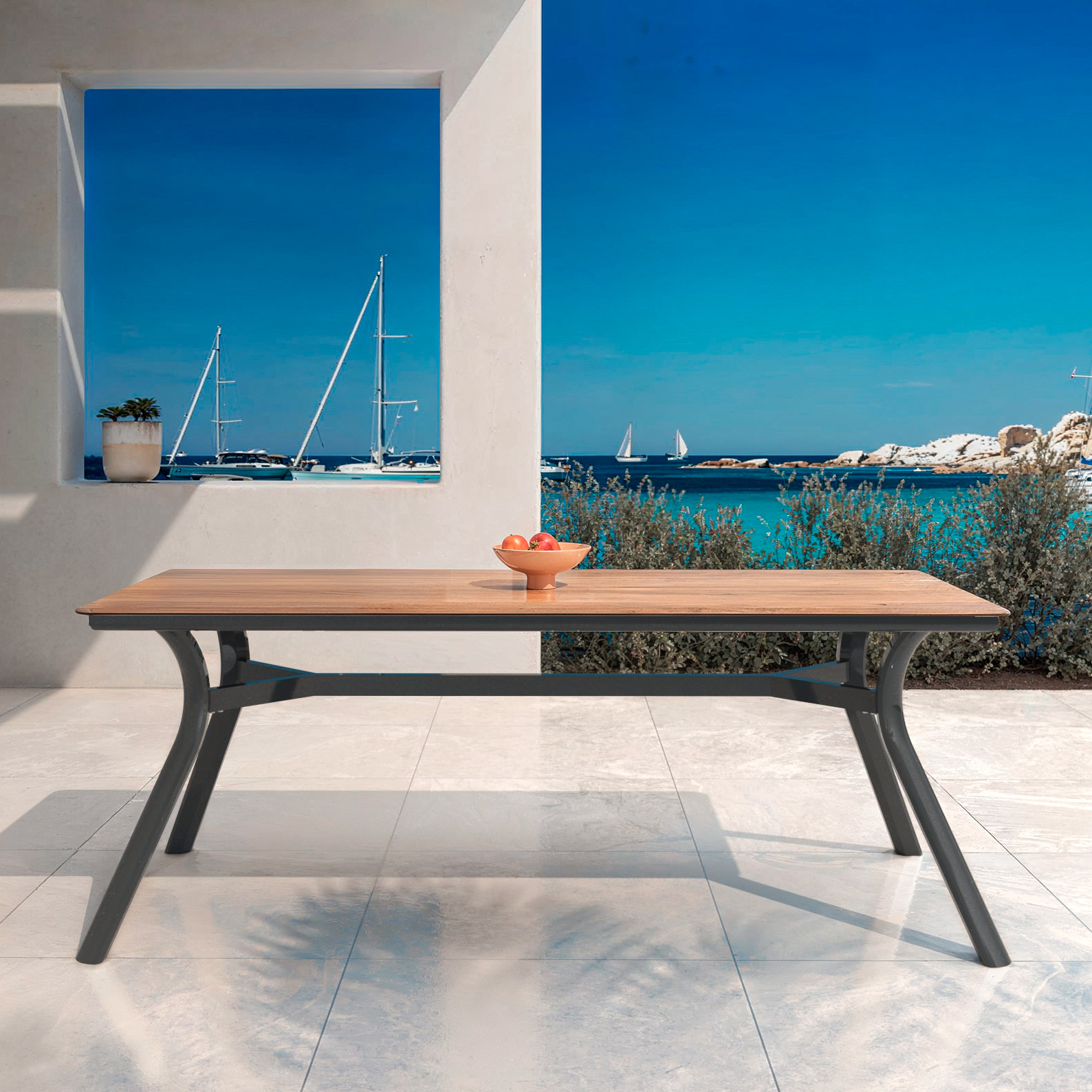 Table de jardin en aluminium 8 places (200 x 90 cm) Amalfi Gris anthracite