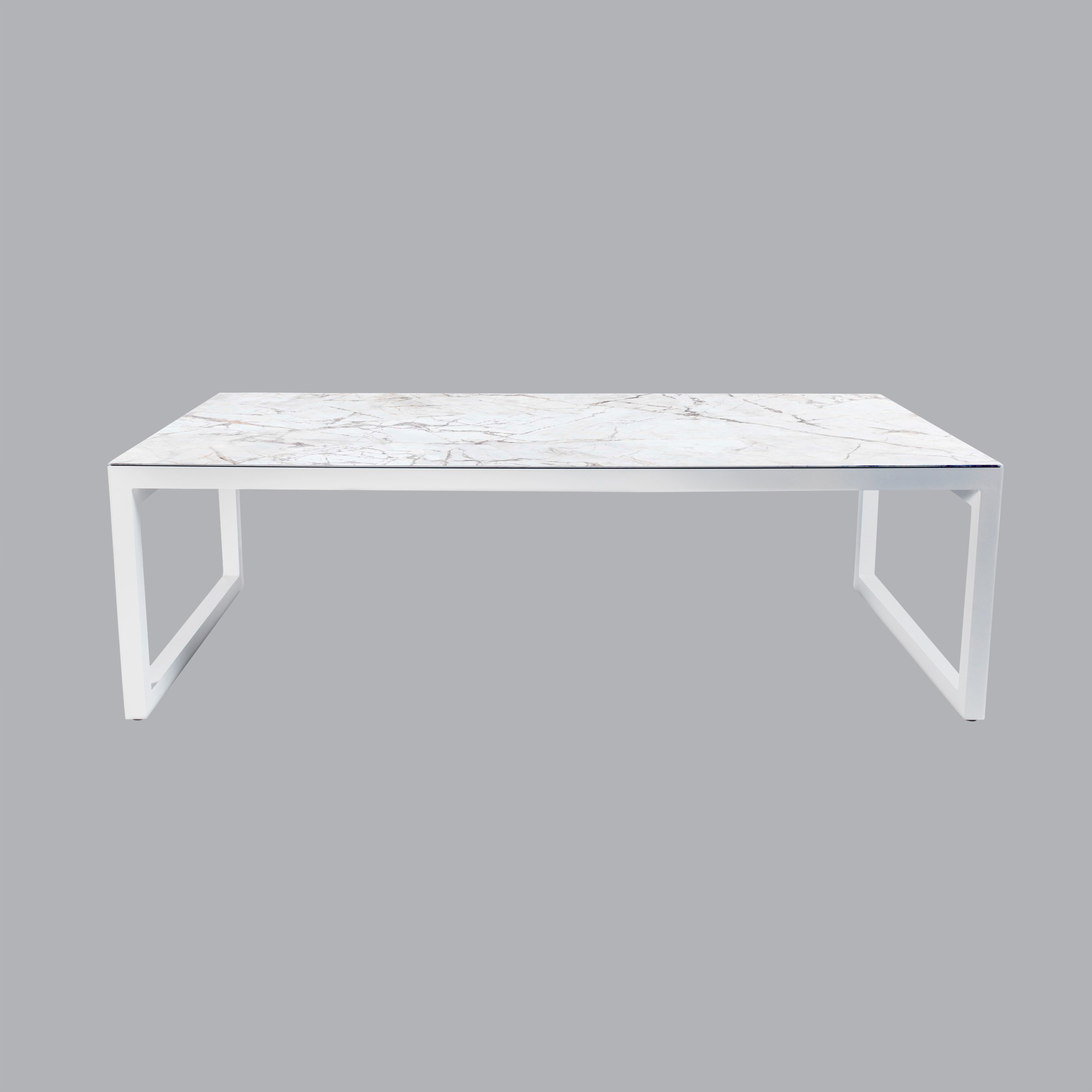Table de jardin en aluminium et céramique 12 places (260 x 120 cm) Kore Blanc marbré