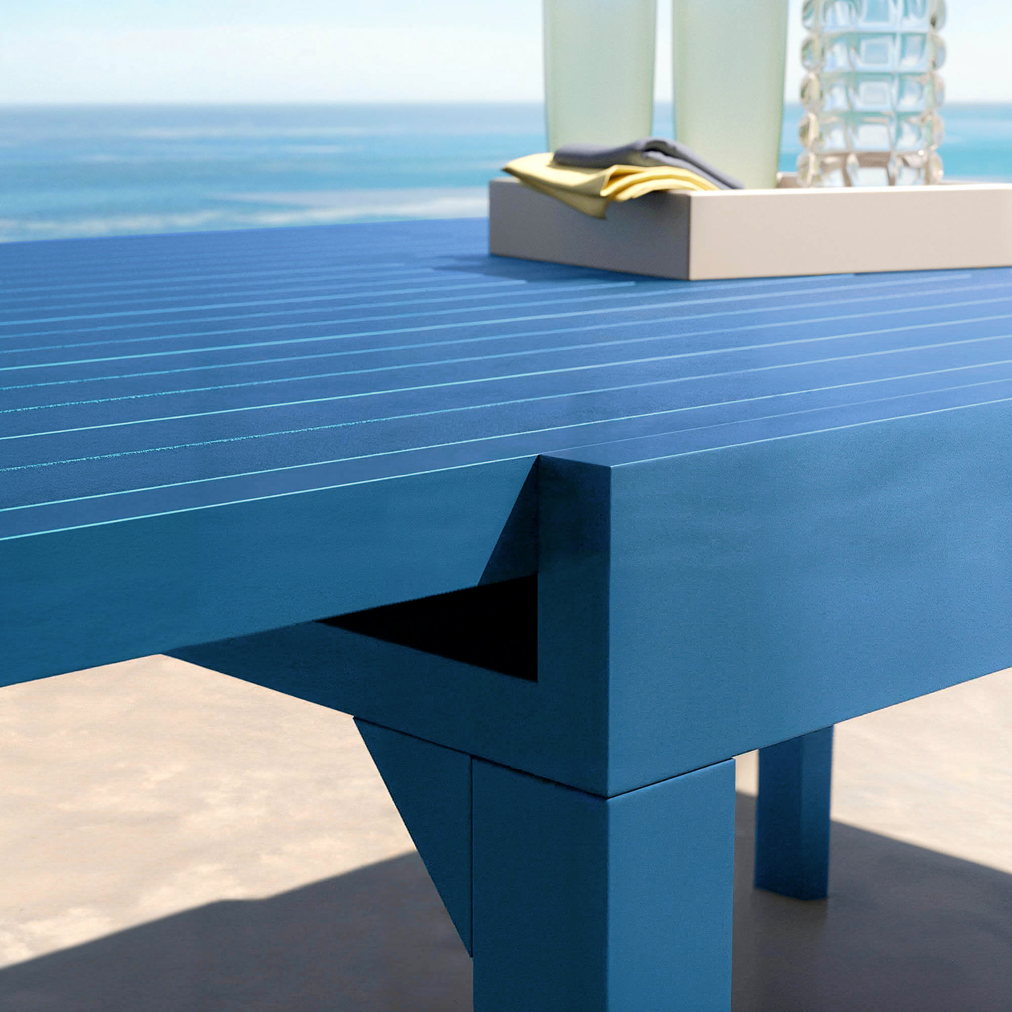 Table de jardin extensible aluminium 10 places (135/270 x 90 cm) Murano Bleu pétrole