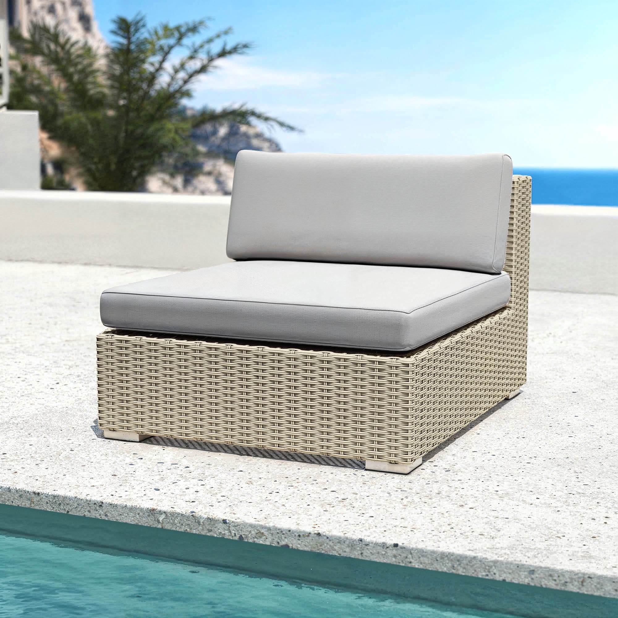 Salon de jardin en résine tressée 5 places 6 pcs Palma Gris