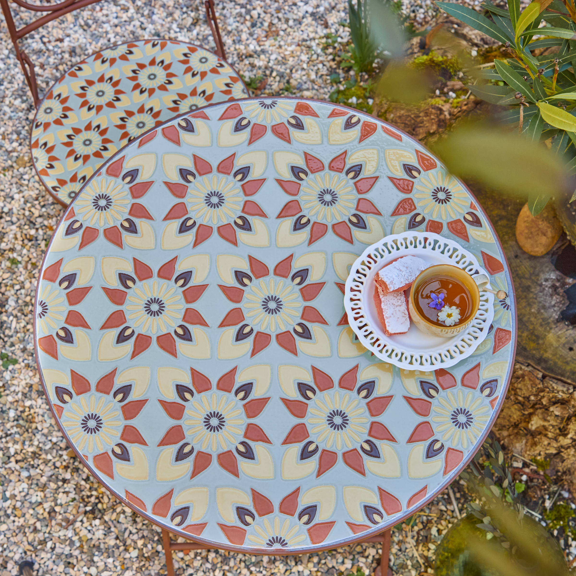 Table bistro ronde pliable en mosaïque Lyon Marron