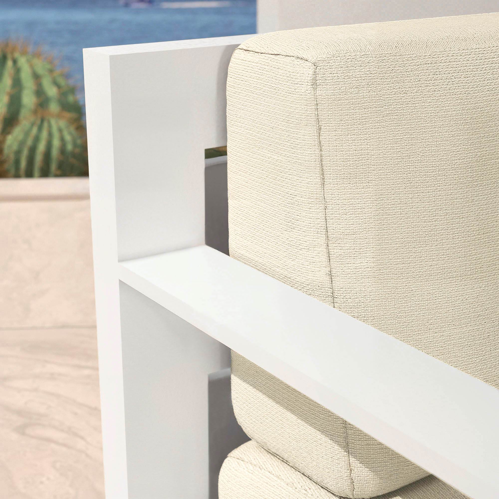 Salon de jardin aluminium 7 places 5 pcs Elba Blanc et beige