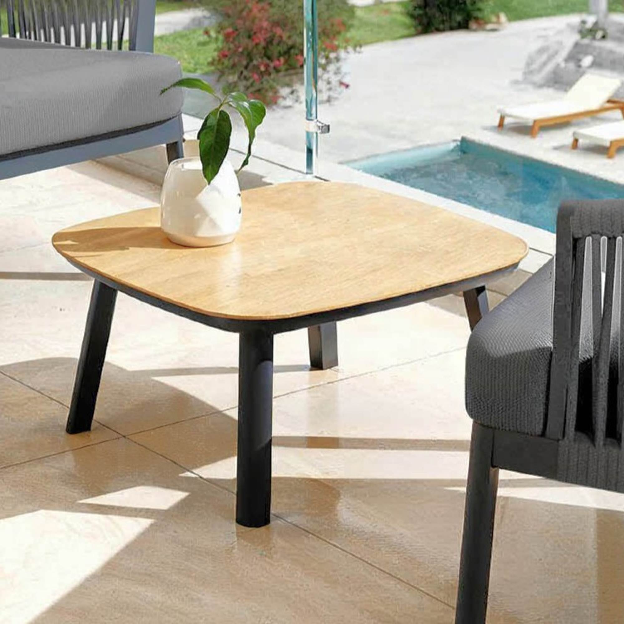 Salon de jardin en aluminium 2 places 3 pcs Amalfi Gris anthracite et gris clair