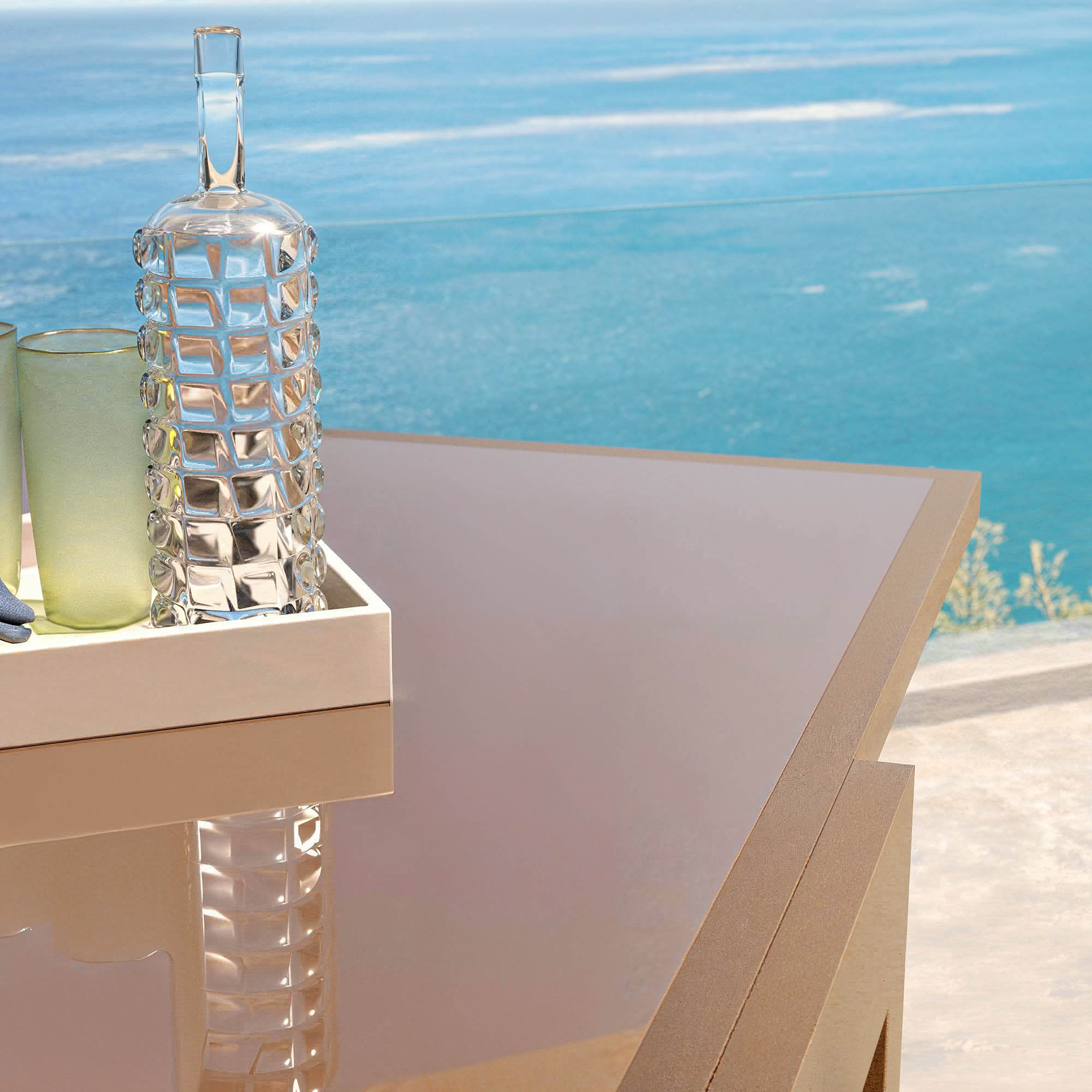 Table de jardin extensible en verre 12 places (200/320 x 100 cm) Murano Bronze