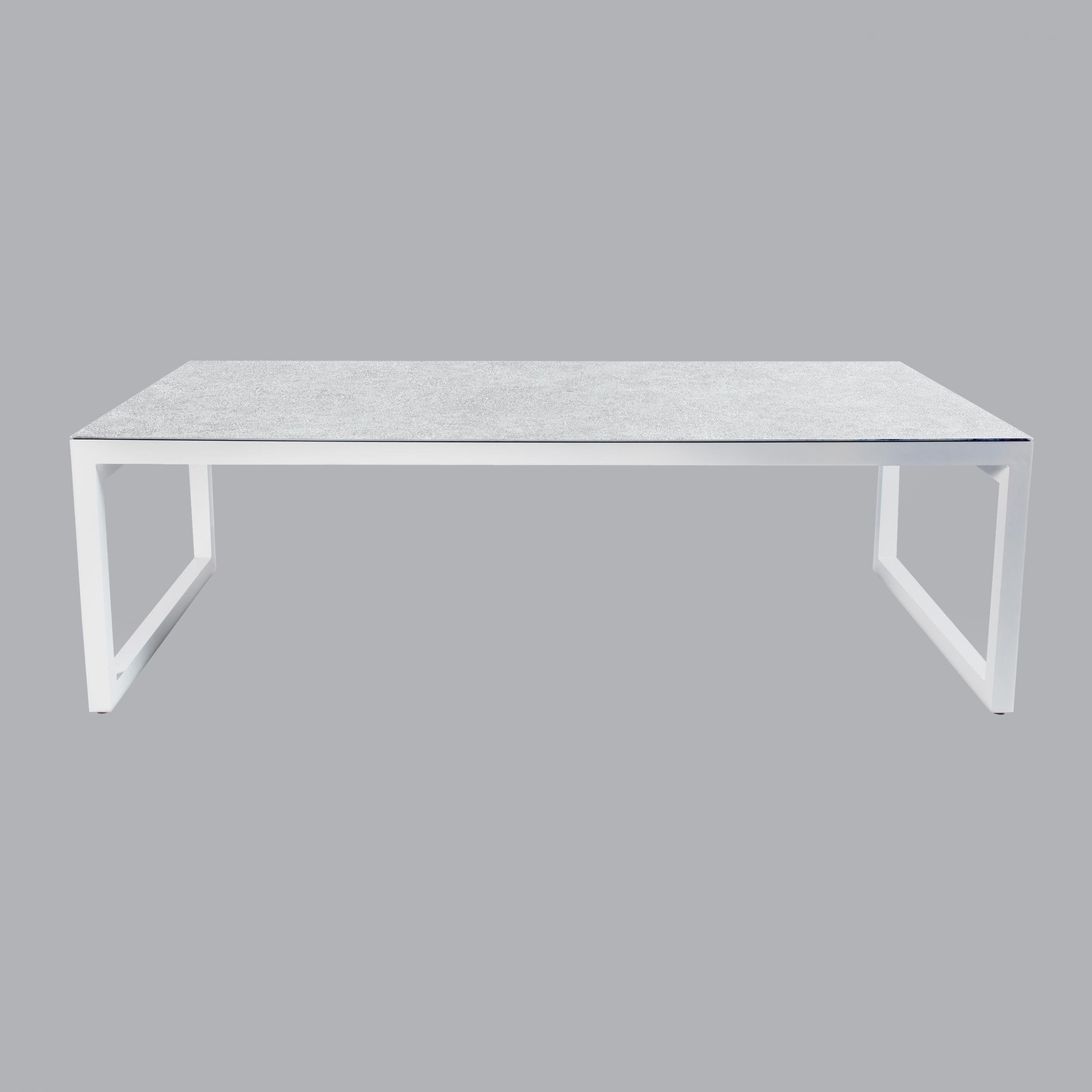 Table de jardin en aluminium et céramique 12 places (260 x 120 cm) Kore Blanc et gris clair