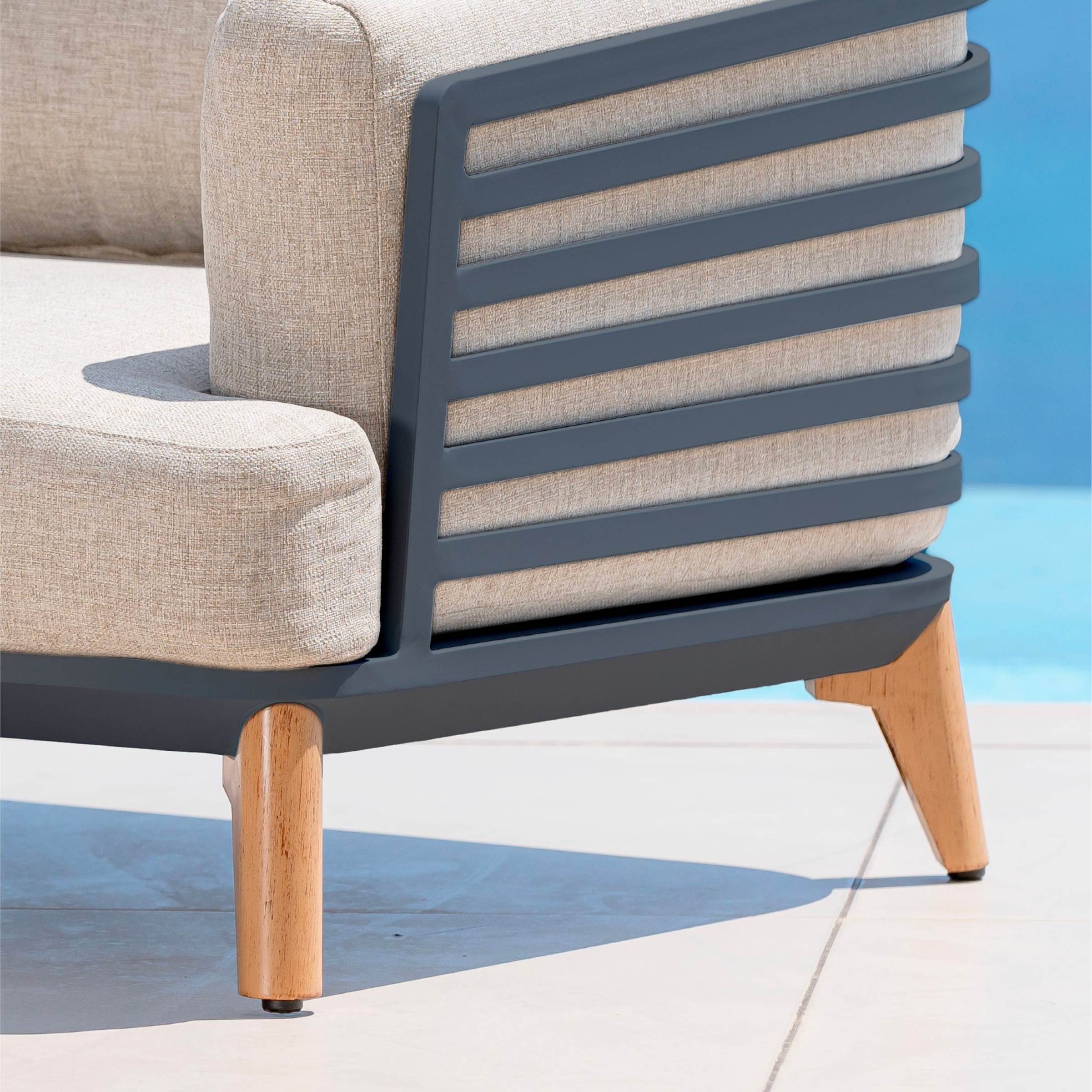 Salon de jardin aluminium 8 places 6 pcs Monte Carlo Gris anthracite et taupe