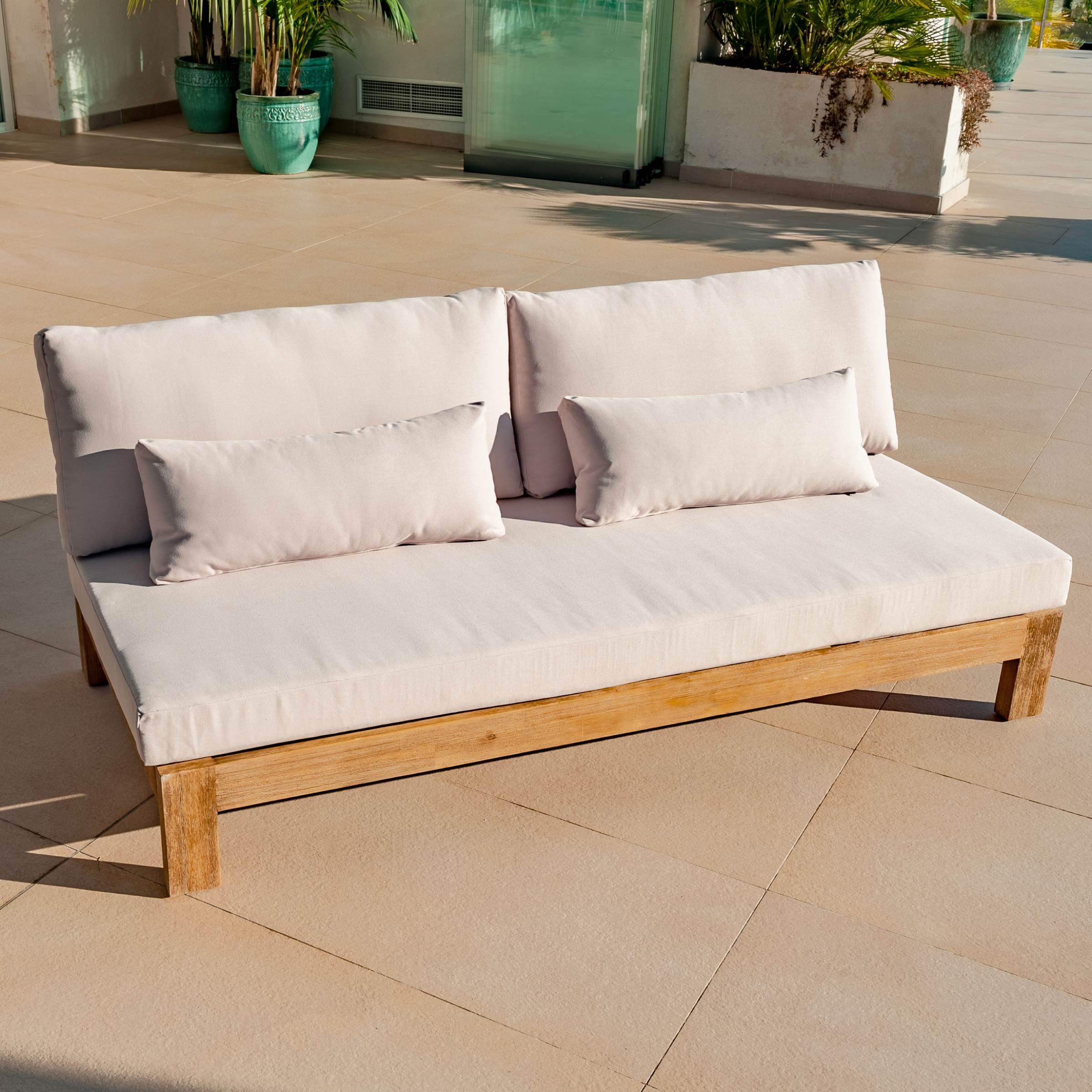 Salon de jardin d'angle en bois d'acacia 6 places 5 pcs Borneo Sable