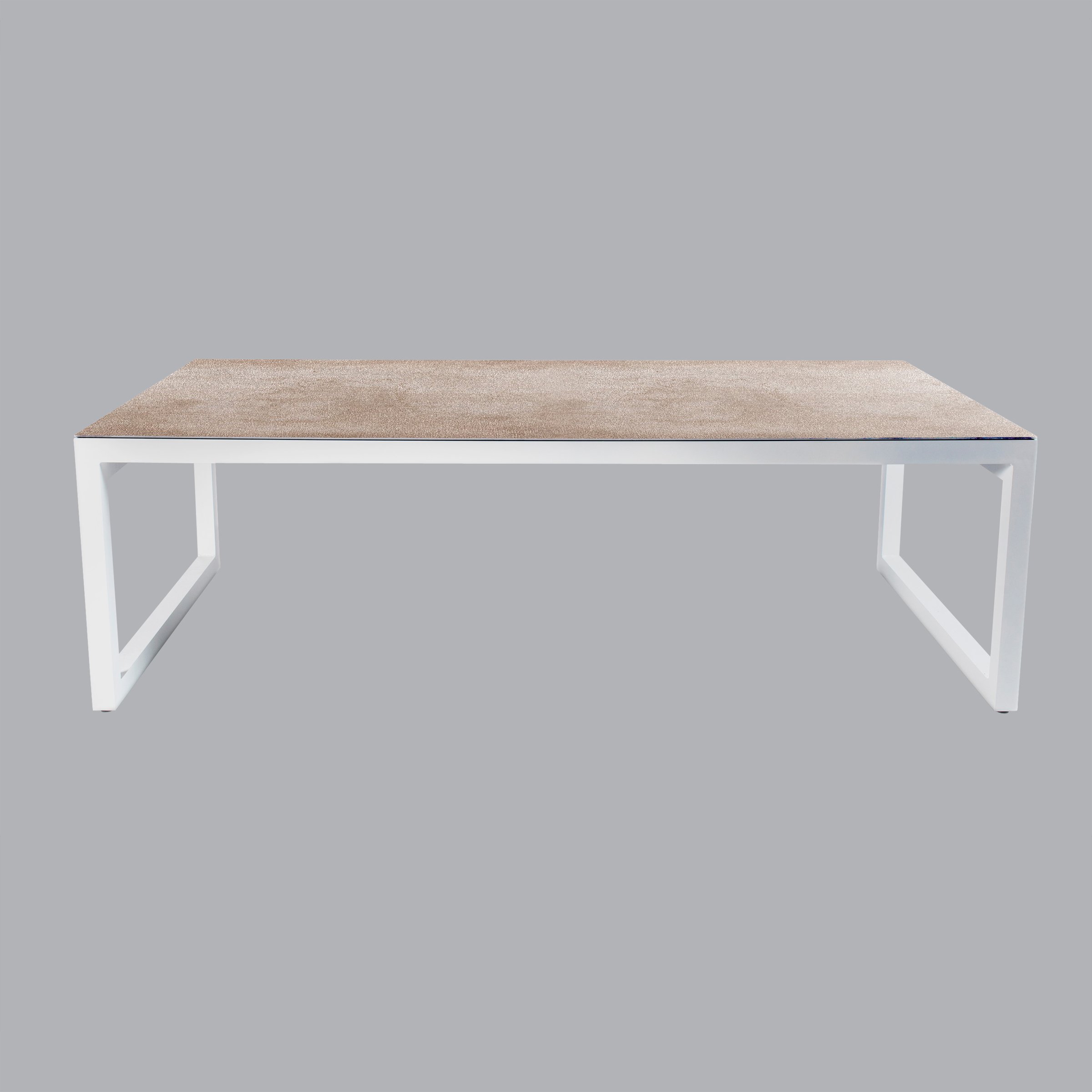 Table de jardin en aluminium et céramique 10 places (240 x 120 cm) Kore Blanc et beige