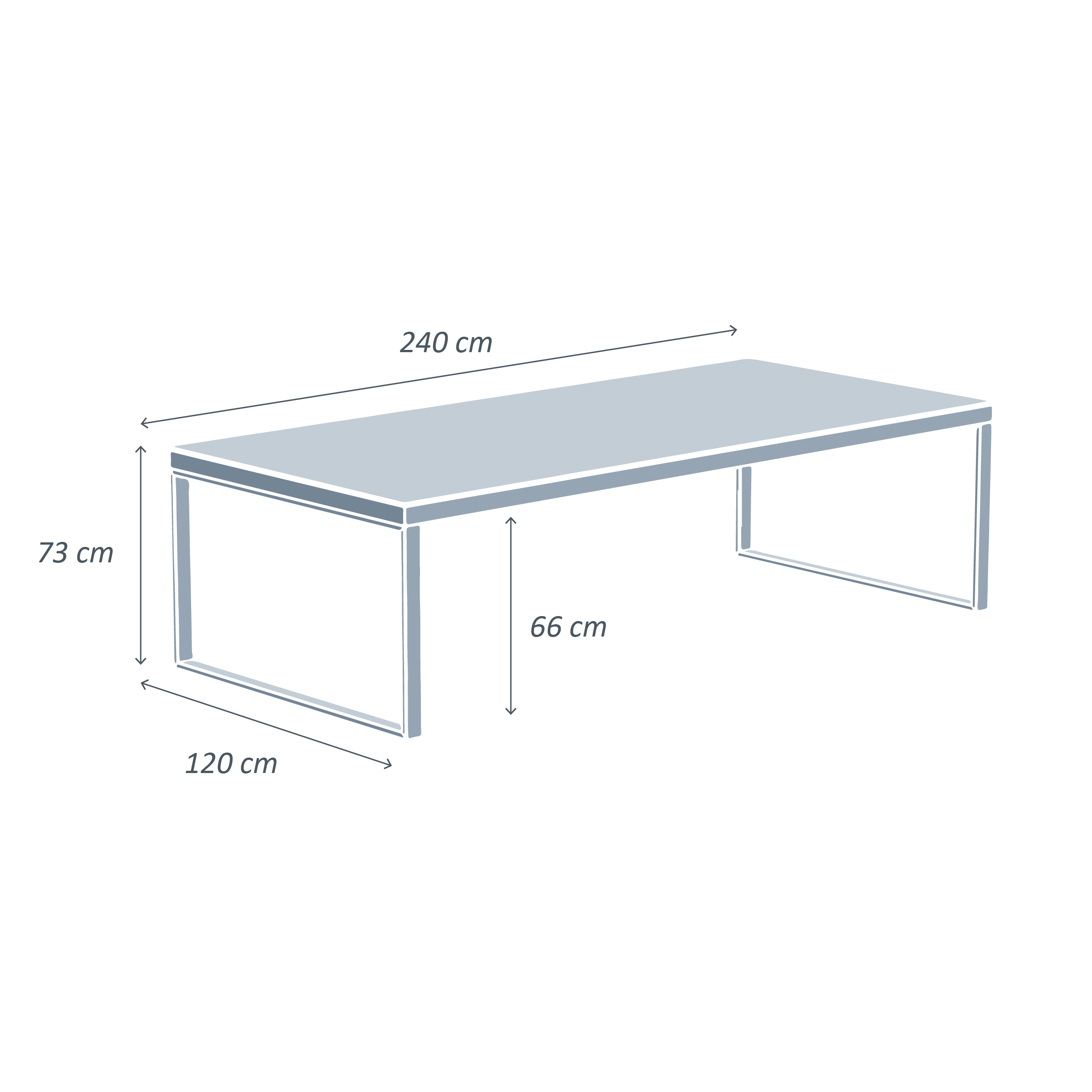 Table de jardin en aluminium et céramique 10 places (240 x 120 cm) Kore Gris et gris anthracite