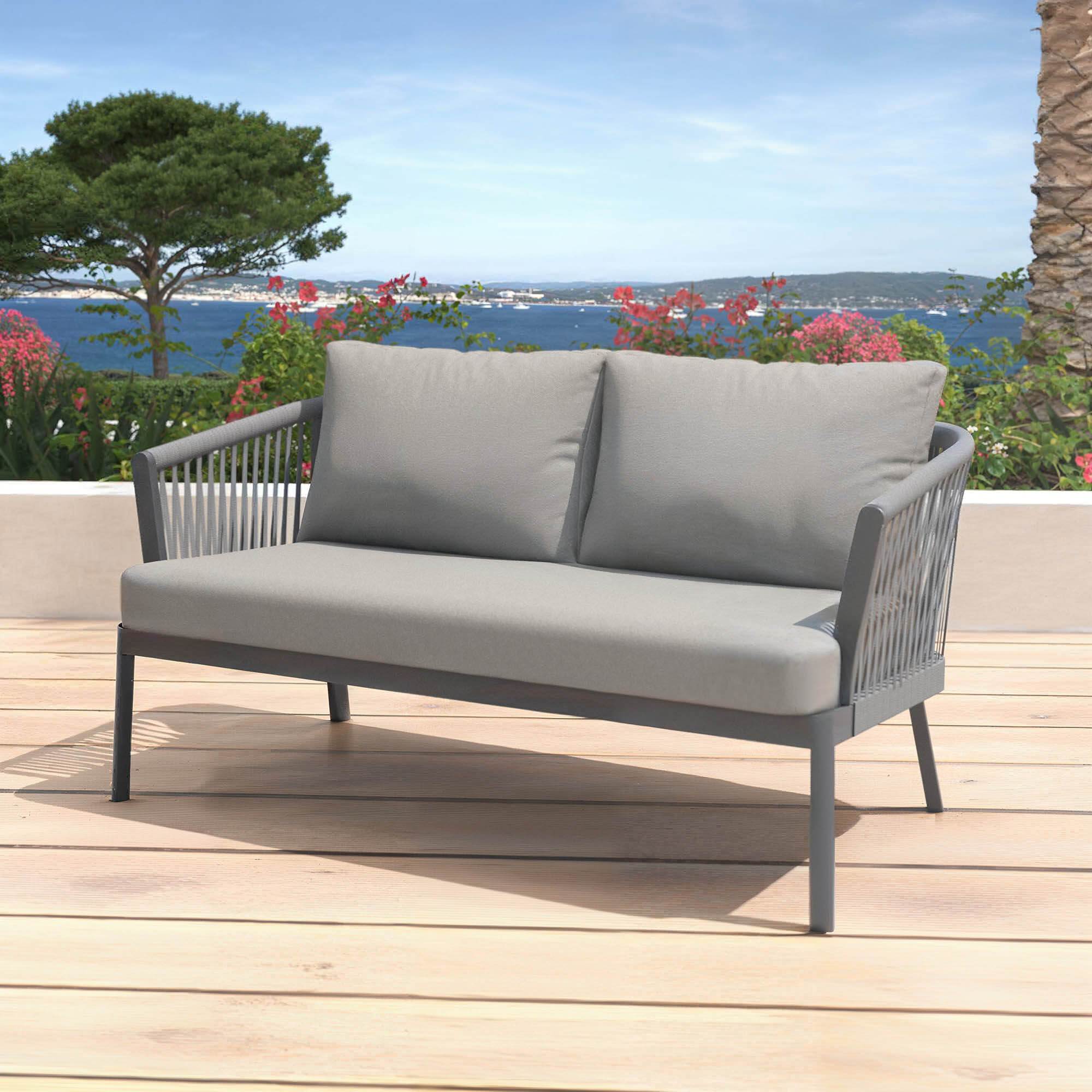 Salon de jardin en aluminium 7 places 5 pcs Amalfi Gris anthracite