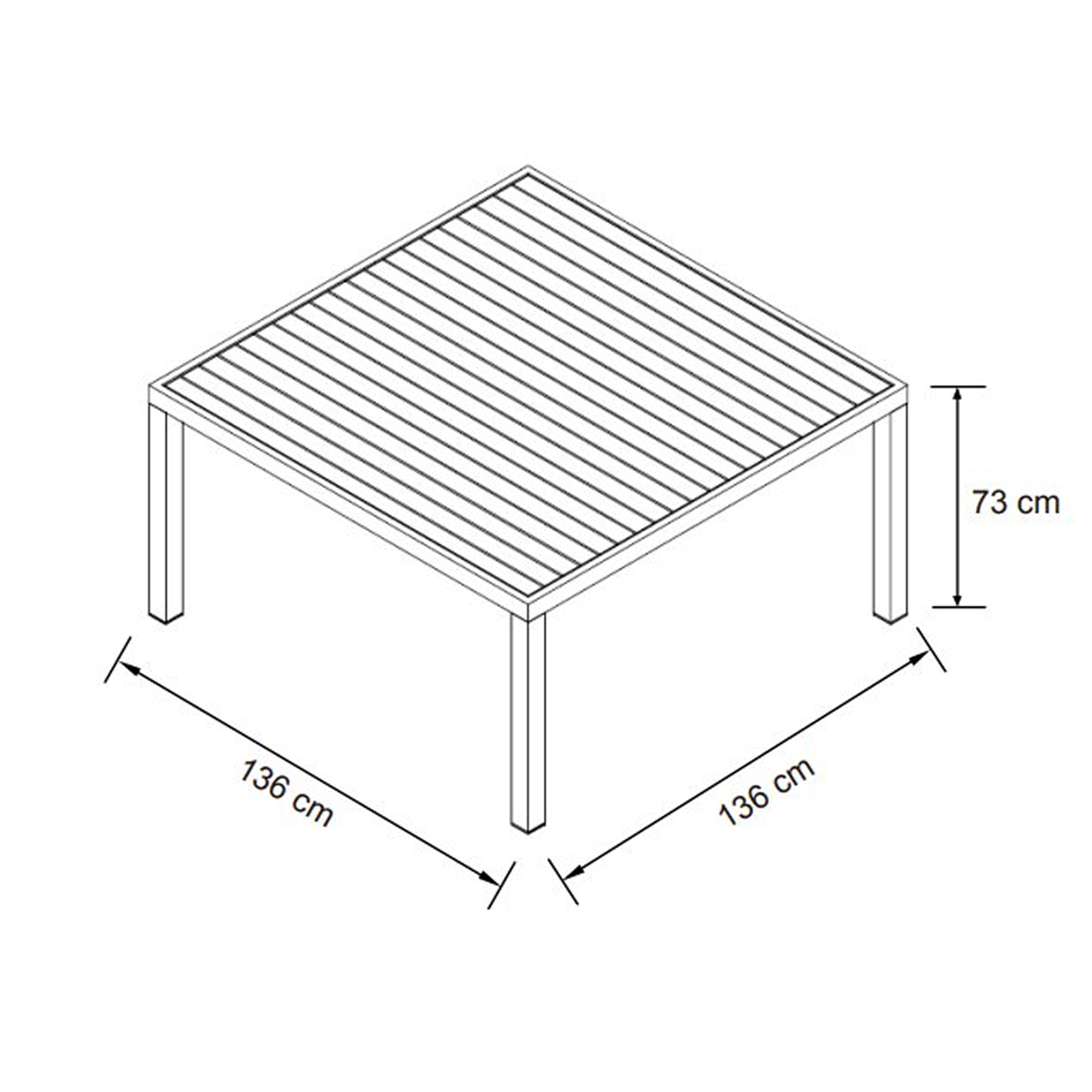 Table de jardin carrée aluminium 8 places (136 x 136 cm) Murano Gris anthracite