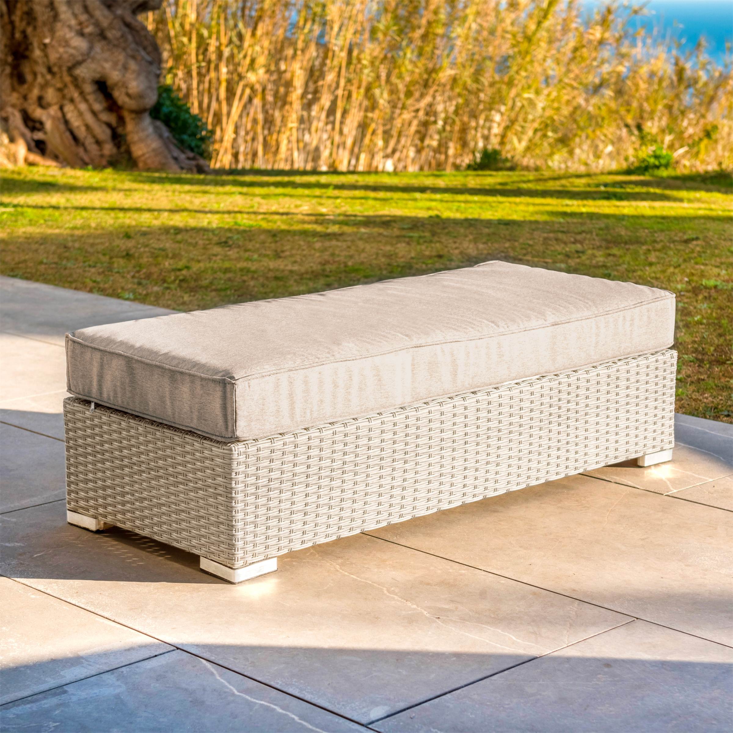 Salon de jardin en résine tressée 9 places 9 pcs Palma Gris et taupe