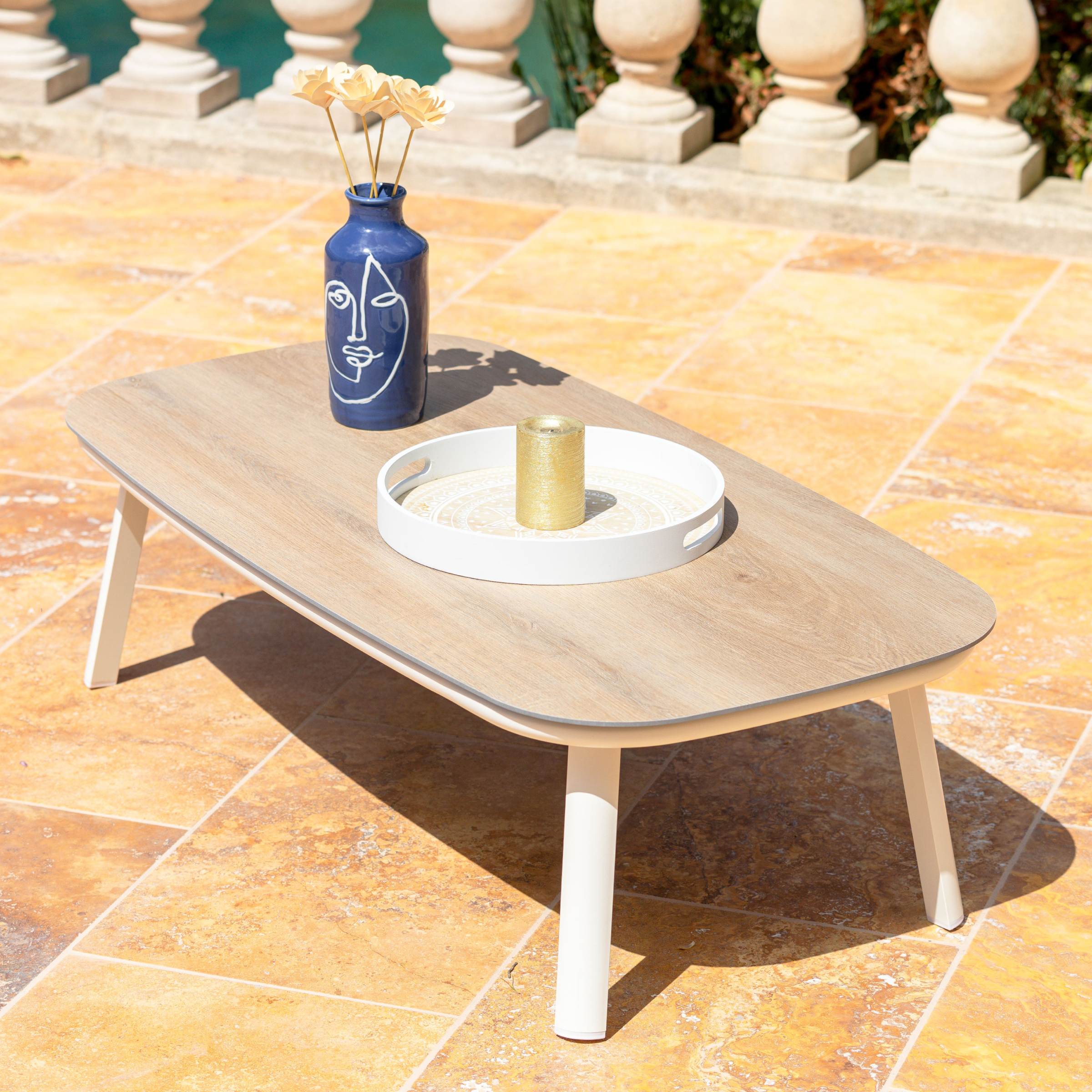 Salon de jardin en aluminium 7 places 5 pcs Amalfi Blanc et taupe