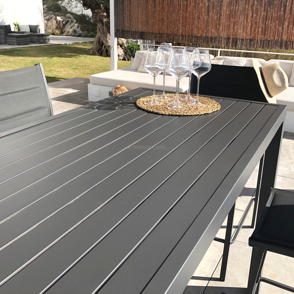 Table de jardin haute en aluminium 6 places (160 x H105 cm) Murano Gris anthracite