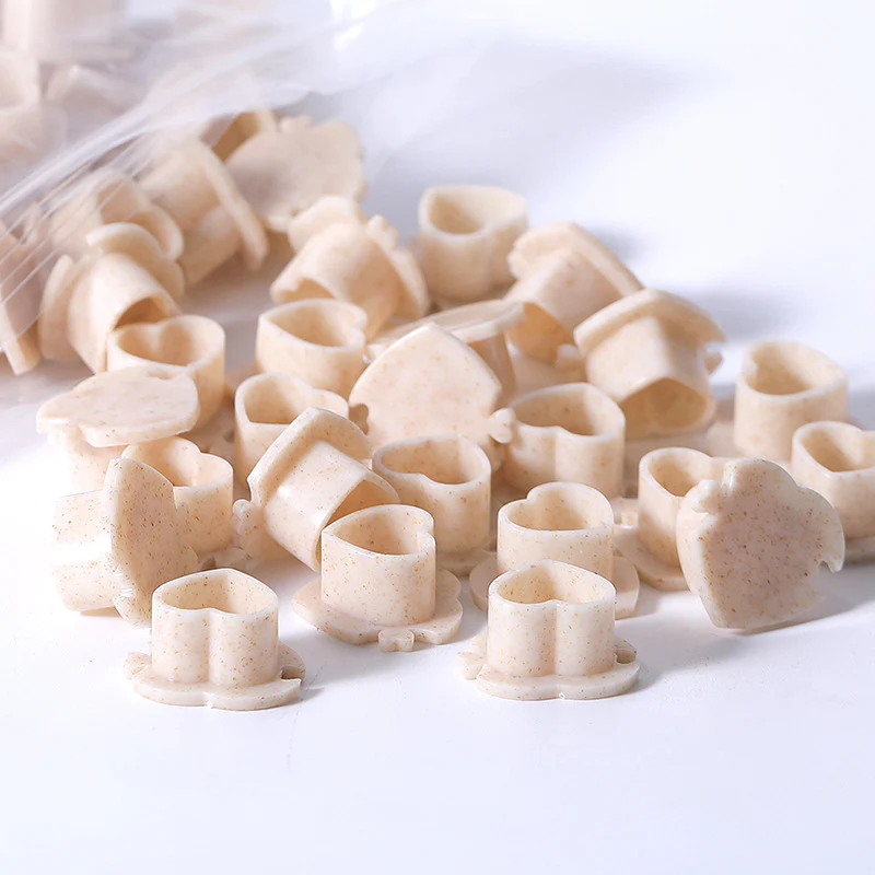 PEACH Umweltfreundliche biologisch abbaubare Love Tattoo Pigmentbecher – Einweg-Silikon-Milchbecher mit Standfuß für Pigmentbecher und Stickgerät