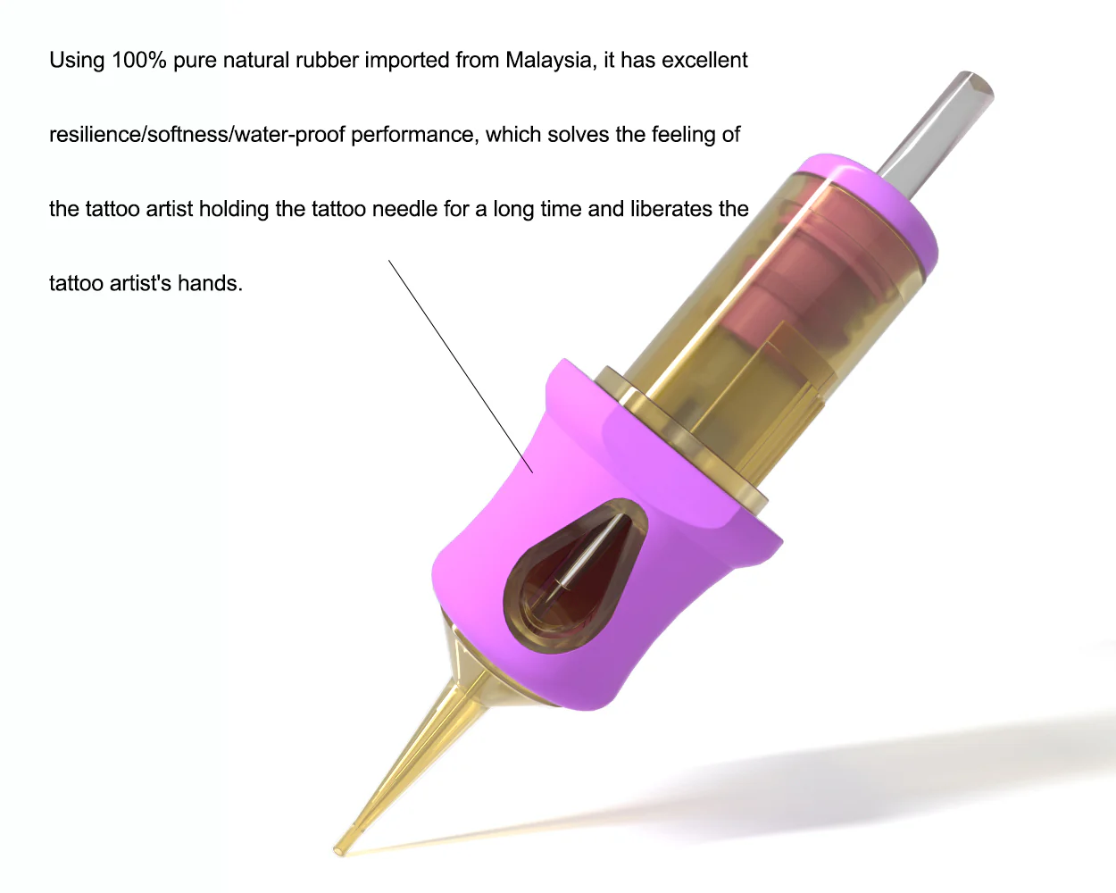 PEACH Tattoo-Kartuschennadeln mit violettem TPE-Weichschutz und goldener Kartusche