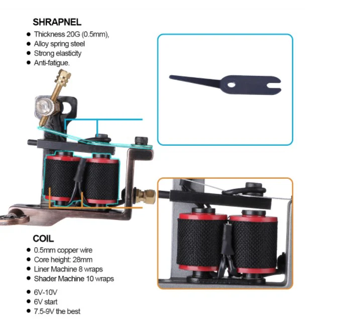 OEM Verfügbar – Kupfer Shader Equipment Coil Maschine Liner Messing Tattoo-Maschine