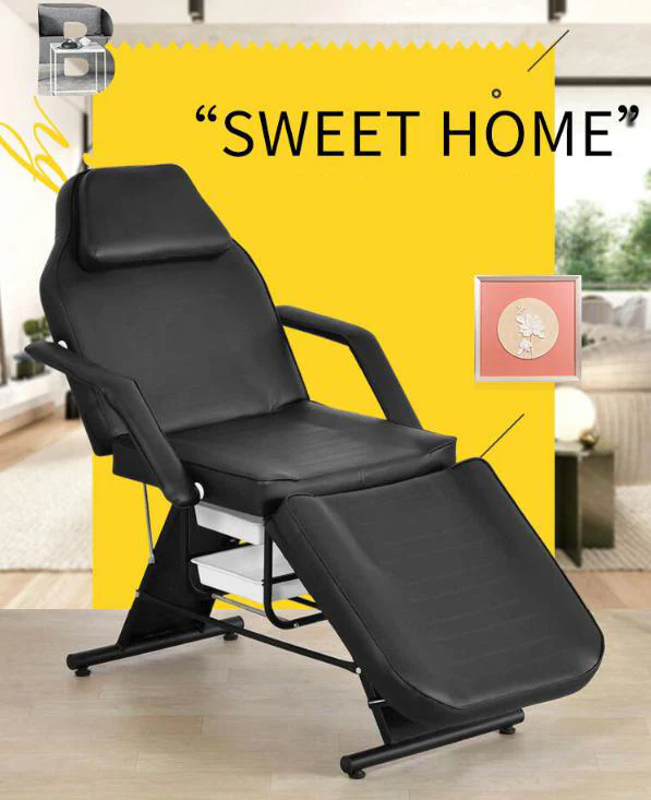 PEACH Schwarzer/Weißer Tattoo-Stuhl – Tattoo-Liege für Künstler – Tattoo-Recliner – Tattoo-Bett – Tattoo-Ausrüstung