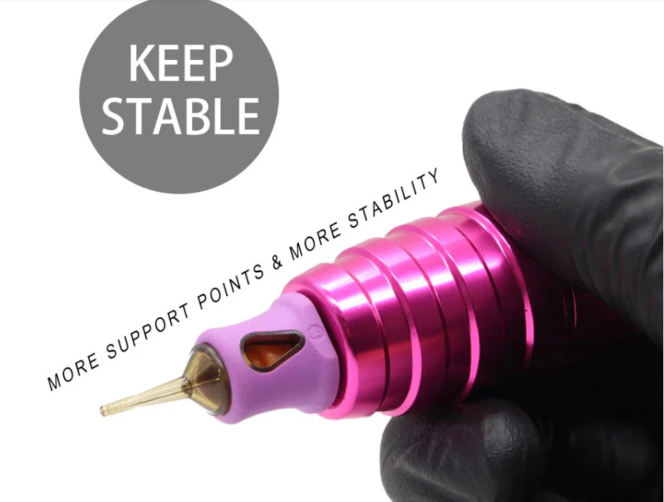 PEACH Tattoo-Kartuschennadeln mit violettem TPE-Weichschutz und goldener Kartusche