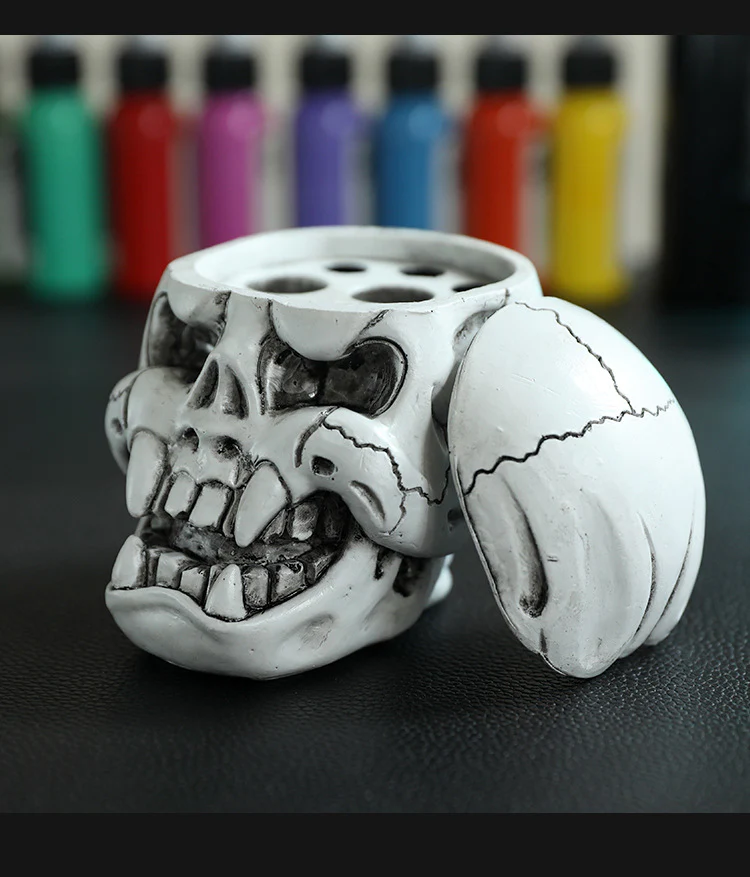 PEACH Tattoo-Ausrüstung – Farbhalter für Tattoomaschinen in Totenkopf-Design | Display-Ständer | Hilfszubehör für den internationalen Großhandel