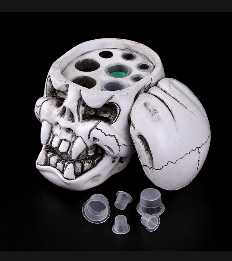 PEACH Tattoo-Ausrüstung – Farbhalter für Tattoomaschinen in Totenkopf-Design | Display-Ständer | Hilfszubehör für den internationalen Großhandel