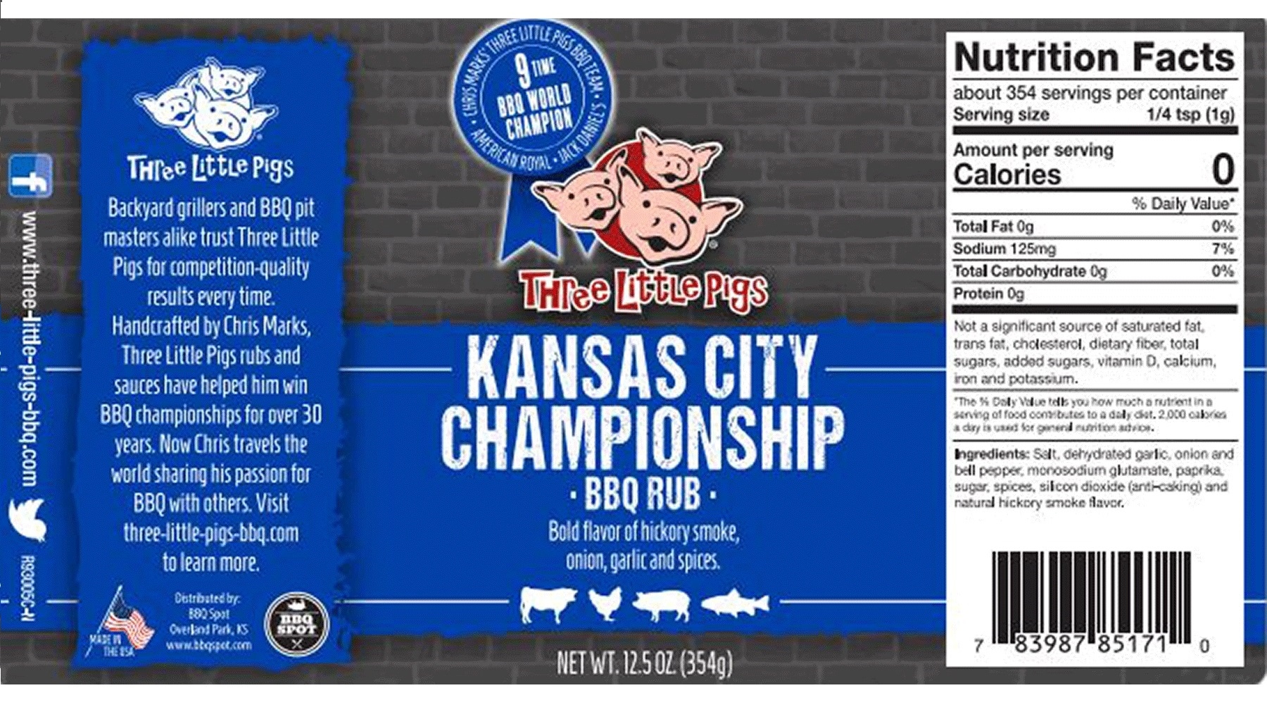 Three Little Pigs 12.5-oz Kansas city BBQ style Seasoning blend