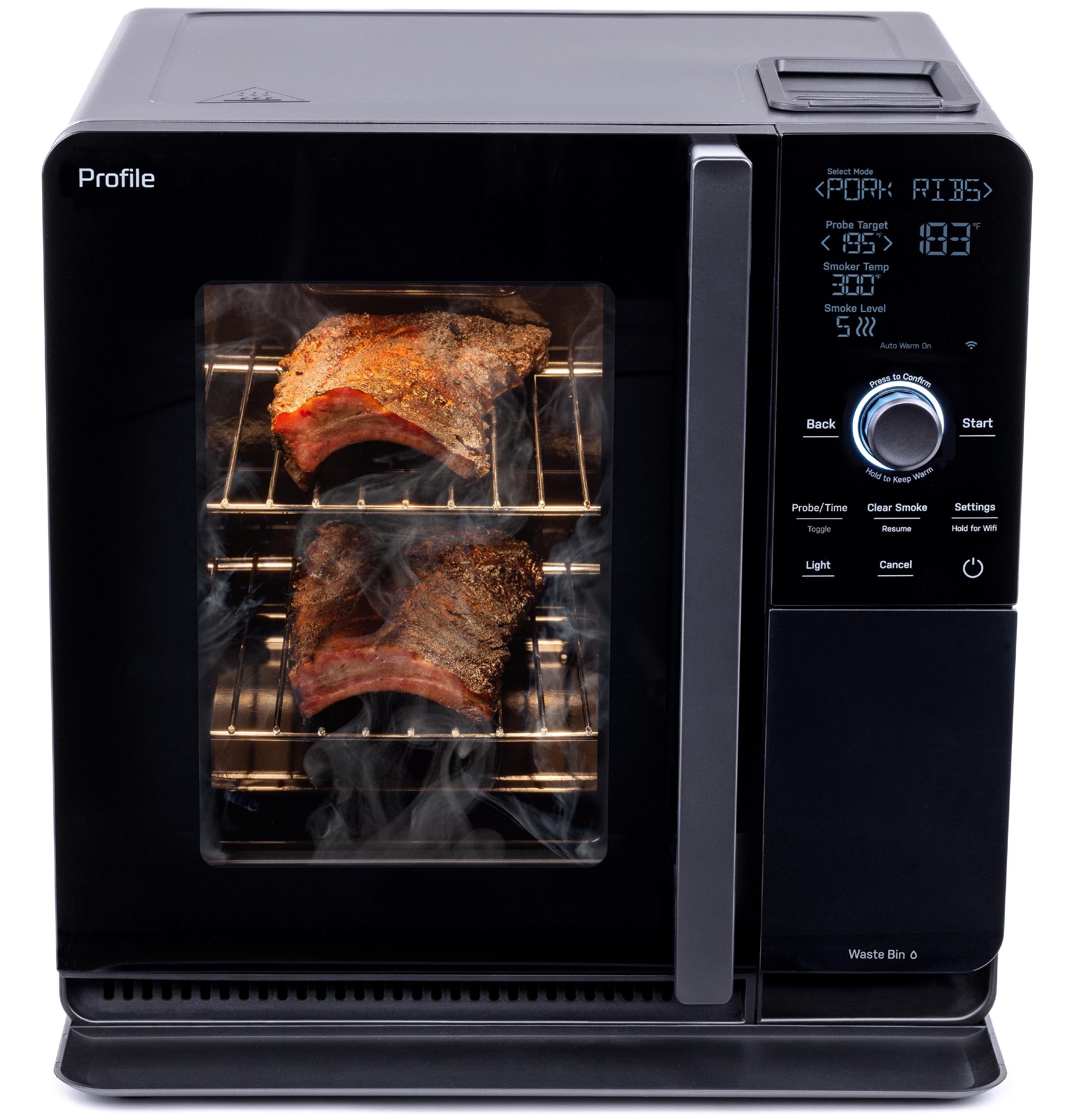 GE Profile Indoor 2.1 cu ft 293-Sq. in Black Smart Electric Smoker